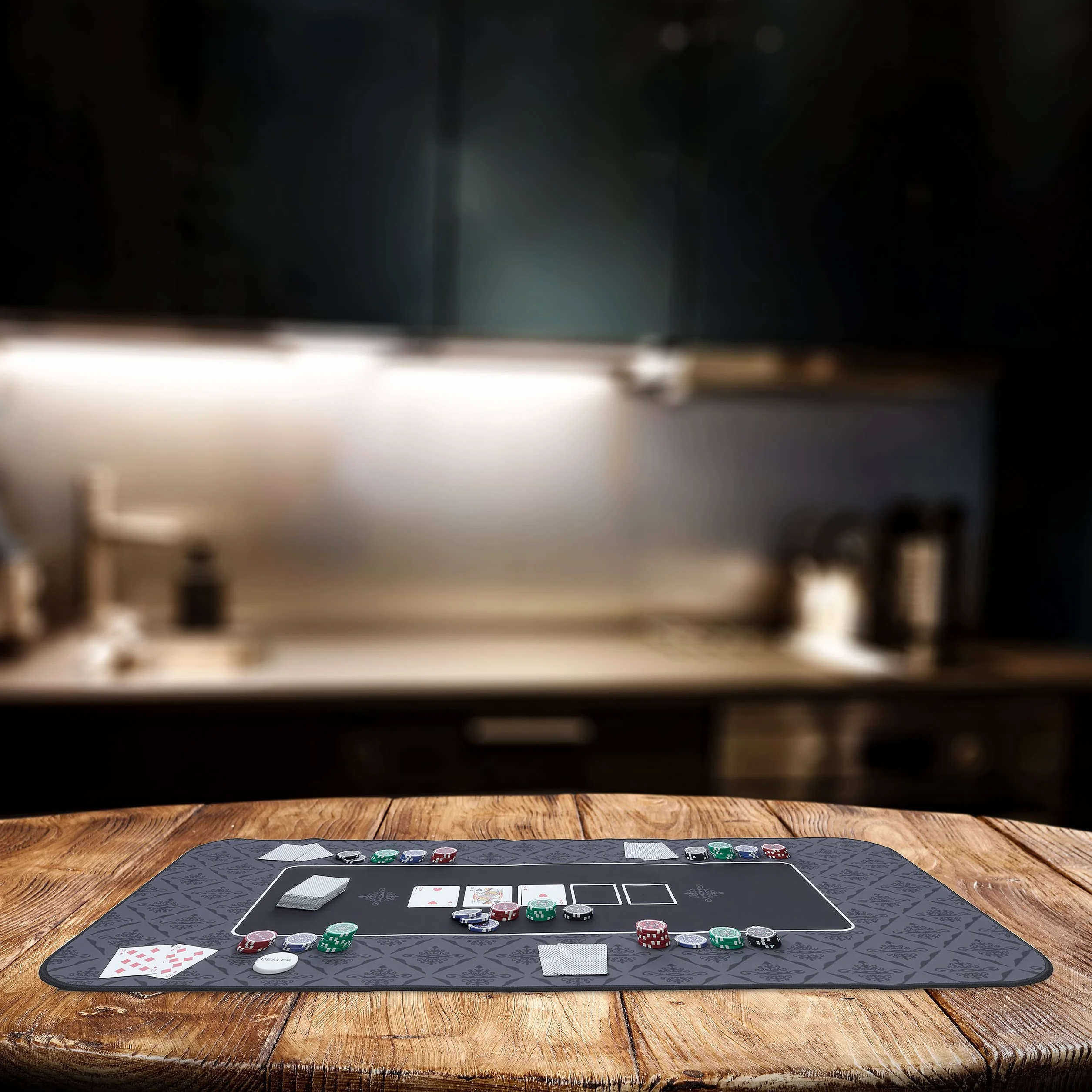 Relaxdays Tappeto da Poker 120x60cm Poliestere Verde Nero