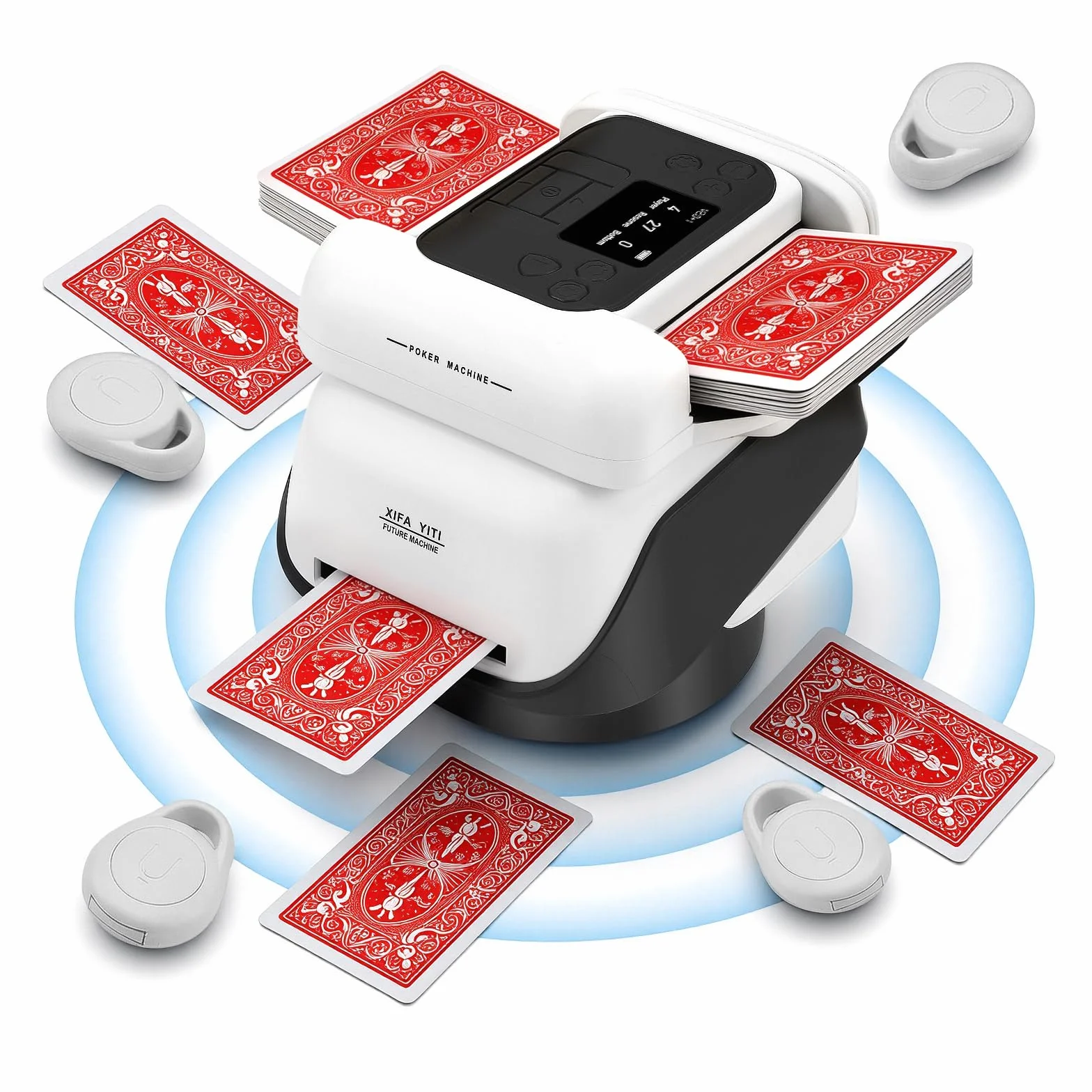 Miscelatore automatico per carte e trasmettitore di carte 2 in 1, mixer carte con 4 telecomandi, 2-8 giocatori, ricaricabile, silenzioso per poker, Texas Hold'em, Blackjack, UNO