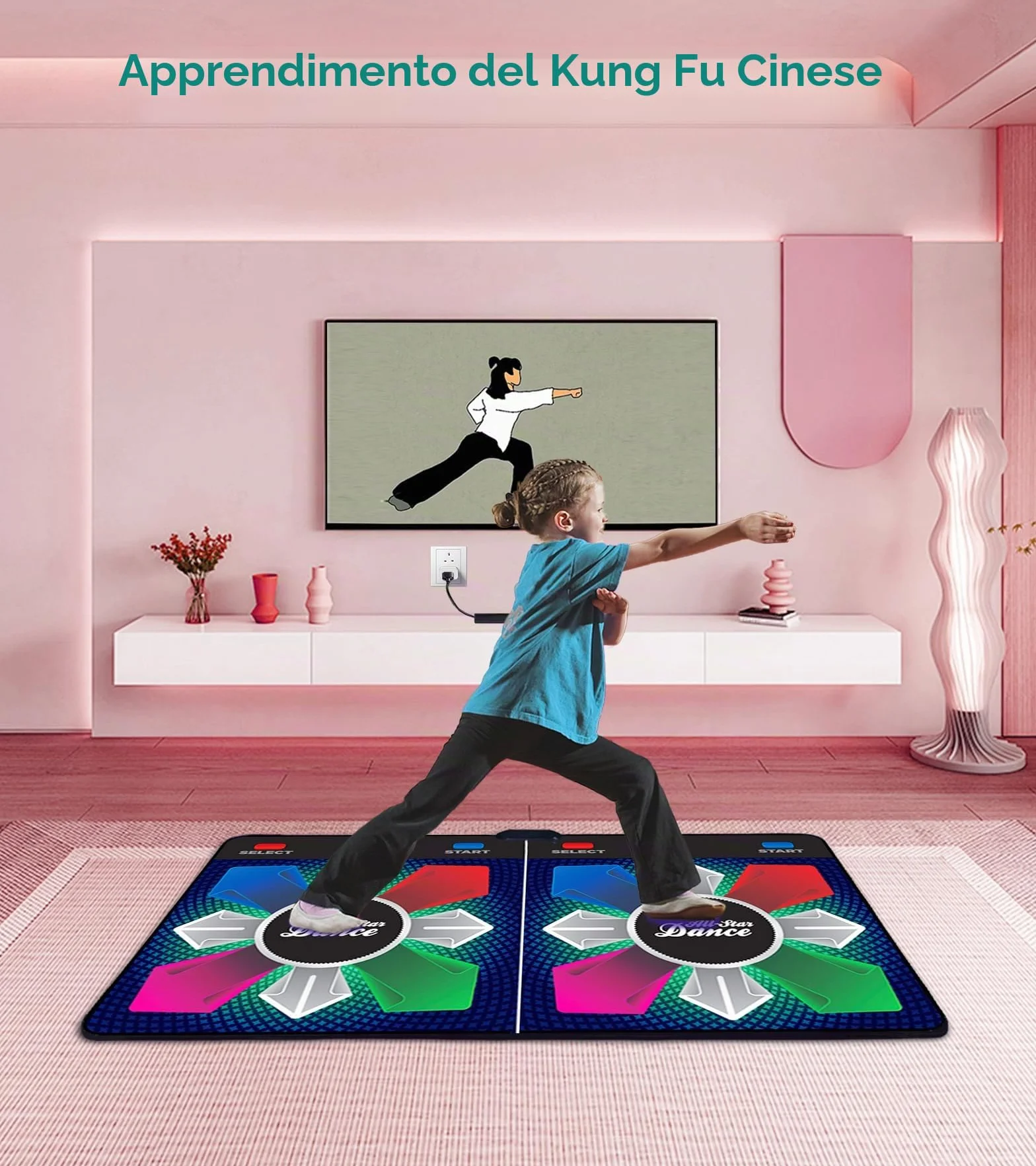 Tappetino da Danza per Bambini, Regalo di Compleanno per Ragazzo e Ragazza, con Sistema operativo Inglese, Plug And Play, Tappetino da Danza con Ricevitore Wireless