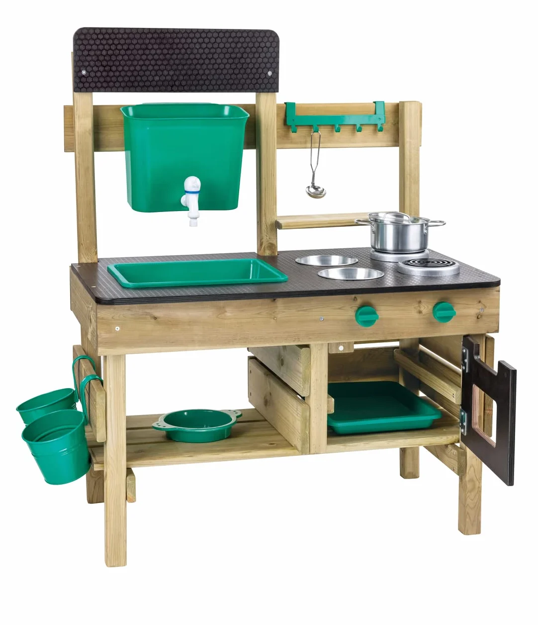 Hape Nature Fun - Cucina da esterno in materiali eco con serbatoio d'acqua e lavandino e spazio per le piante - Adatta dai 3 anni in su