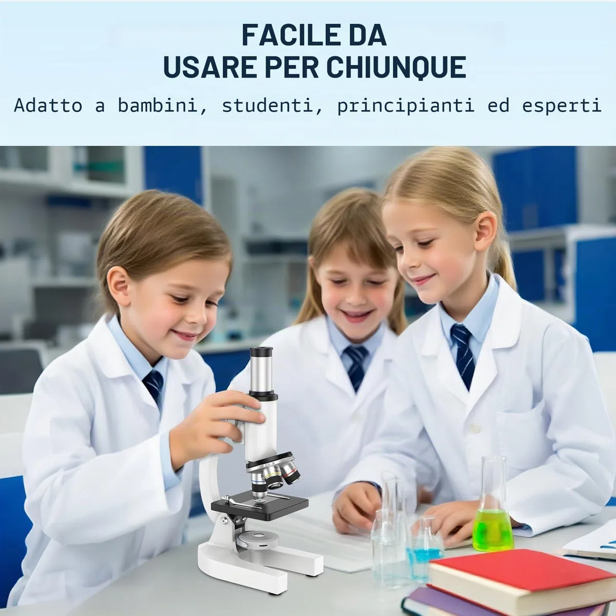 Microscopio per Bambini Adulti Principianti: Microscopio Biologico Composto 40-2000X con Kit Diapositive e Custodia per lo Stoccaggio - per Esplorare la Scienza e l'Educazione