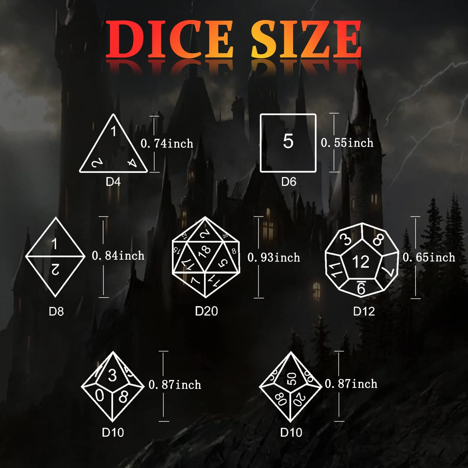 Set di Dadi Poliedrici in Metallo HNCCESG – 7 Pezzi per Giochi di Ruolo e da Tavolo (Design 3D Drago Cavo, Nero)