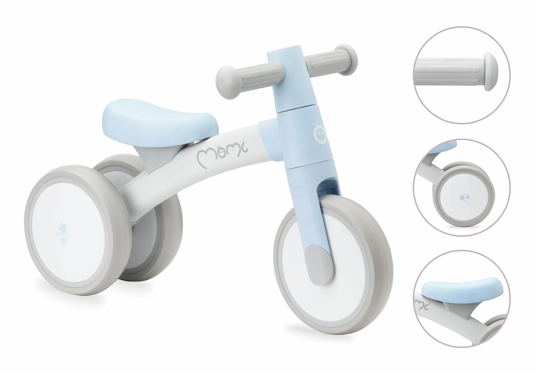 Triciclo senza pedali per bambini MoMi TEDI per bambine e bambini (peso massimo 25 kg), mini bicicletta senza pedali con ruote in plastica resistenti alla foratura, telaio in metallo leggero - 1,2 kg