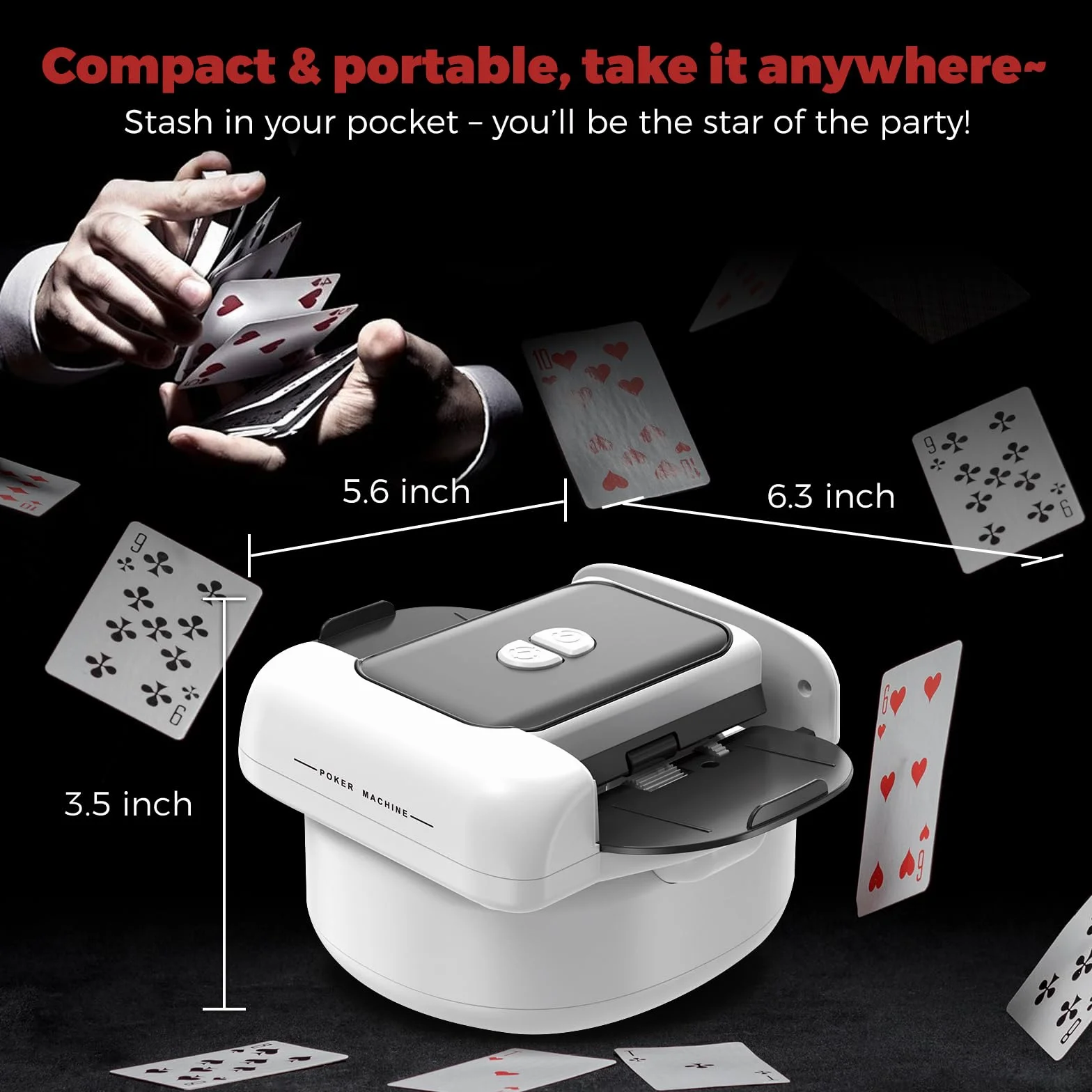 Shuffler automatico di carte, 2 modalità di funzionamento, ricaricabile con batteria a lunga durata, silenzioso, per UNO, Poker, carte Blackjack, nero (bianco e nero)