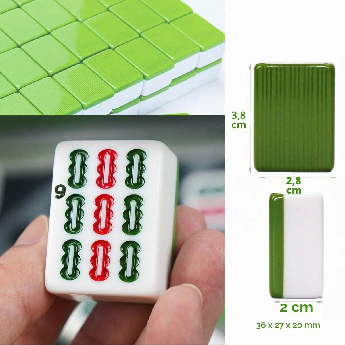 Set Mahjong da gioco cinese con custodia da viaggio 144+2 piastrelle 1,5" numeri arabi dadi indicatore vento