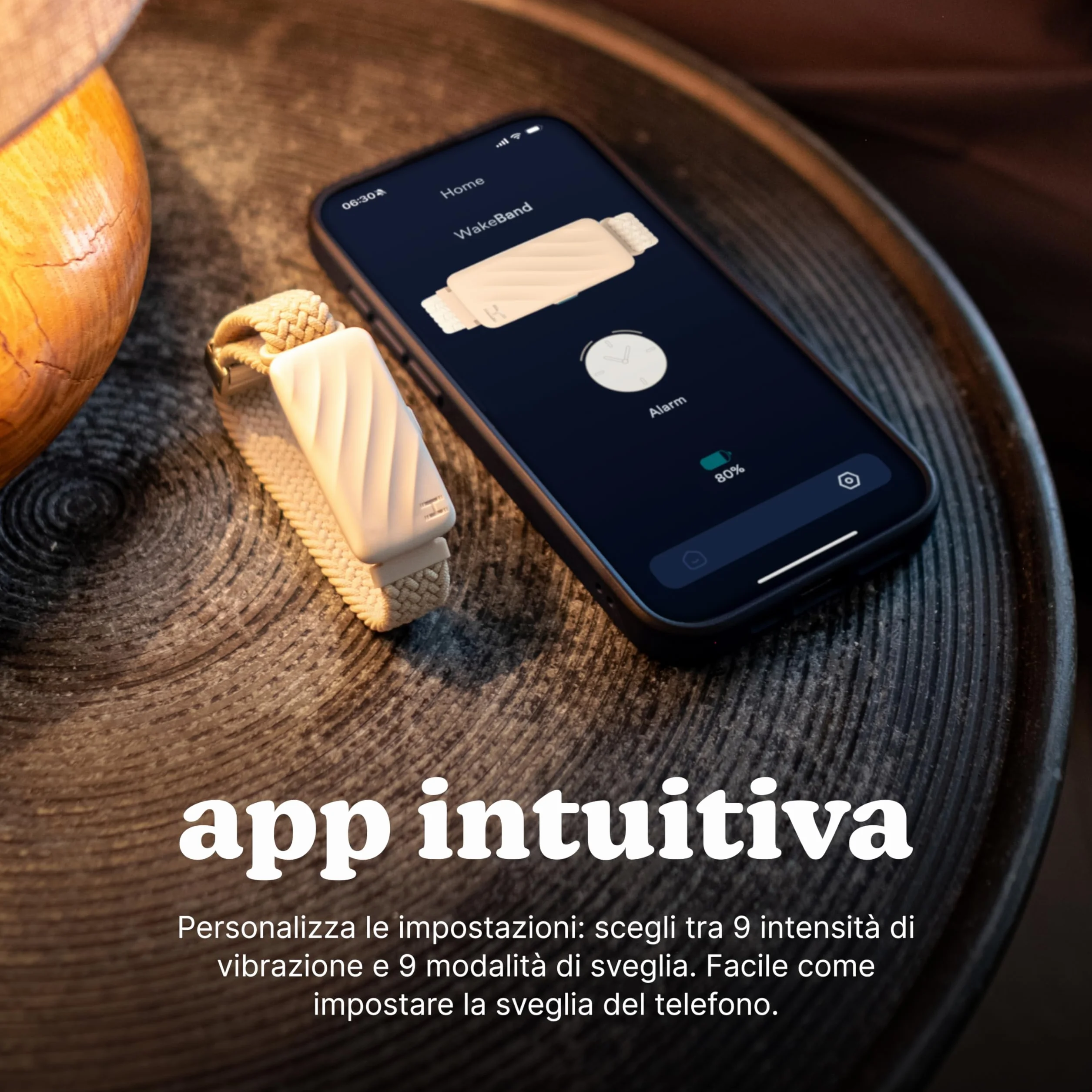 Homedics WakeBand Braccialetto con Allarme Vibrante - Sveglia silenziosa con 9 Modalità e Funzione Snooze, Controllo dell'app, Sveglia con Vibrazione Delicata, Fascia in Tessuto Morbido, Nero