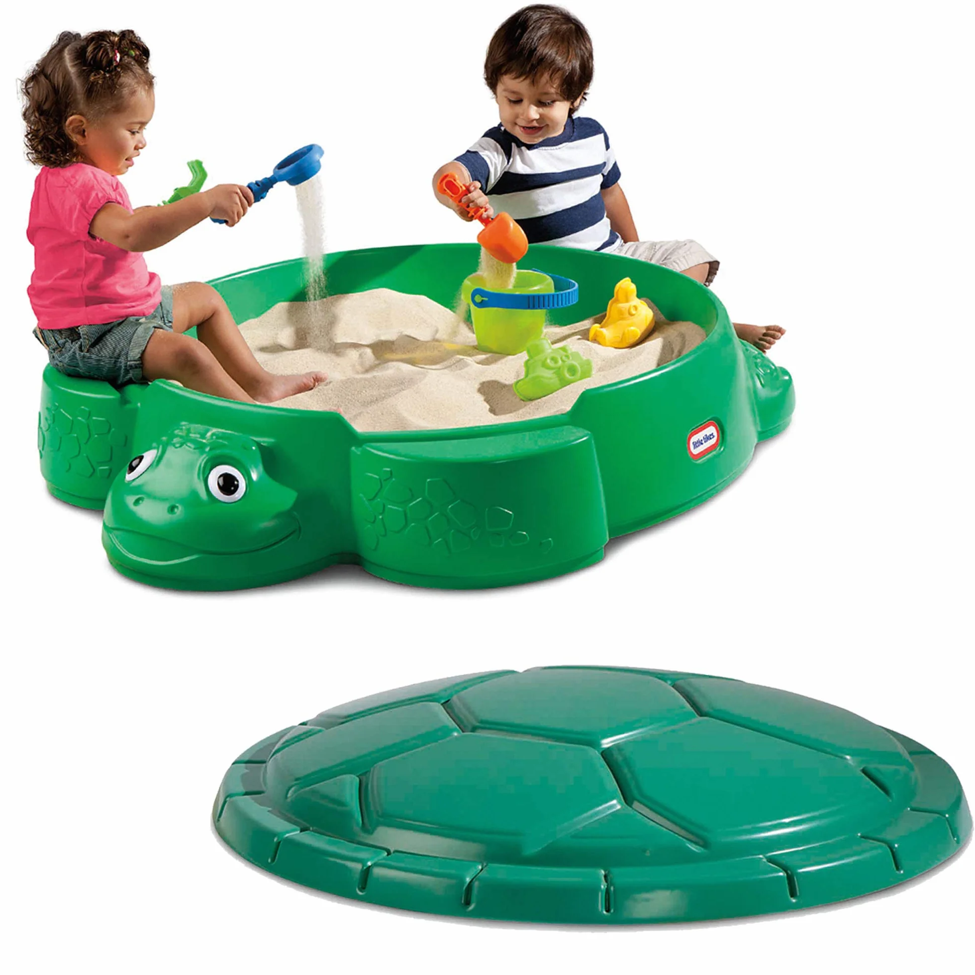 Little Tikes Tartaruga Sabbiera per Giardino, Sicura e Portatile, Funge Anche da Scatola per Immagazzinamento per Esteriori, Stimola la Creatività, Per Bambini dai 12 Mesi