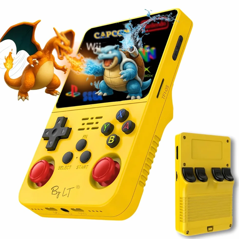 By L.T Console di gioco portatile +15.000 giochi - schermo Full HD ad alta risoluzione, memoria espandibile da 128 GB, licenza Linux 2.0, wifi, multiplayer + 4 trigger posteriori R1/L1 R2/L2, presa +