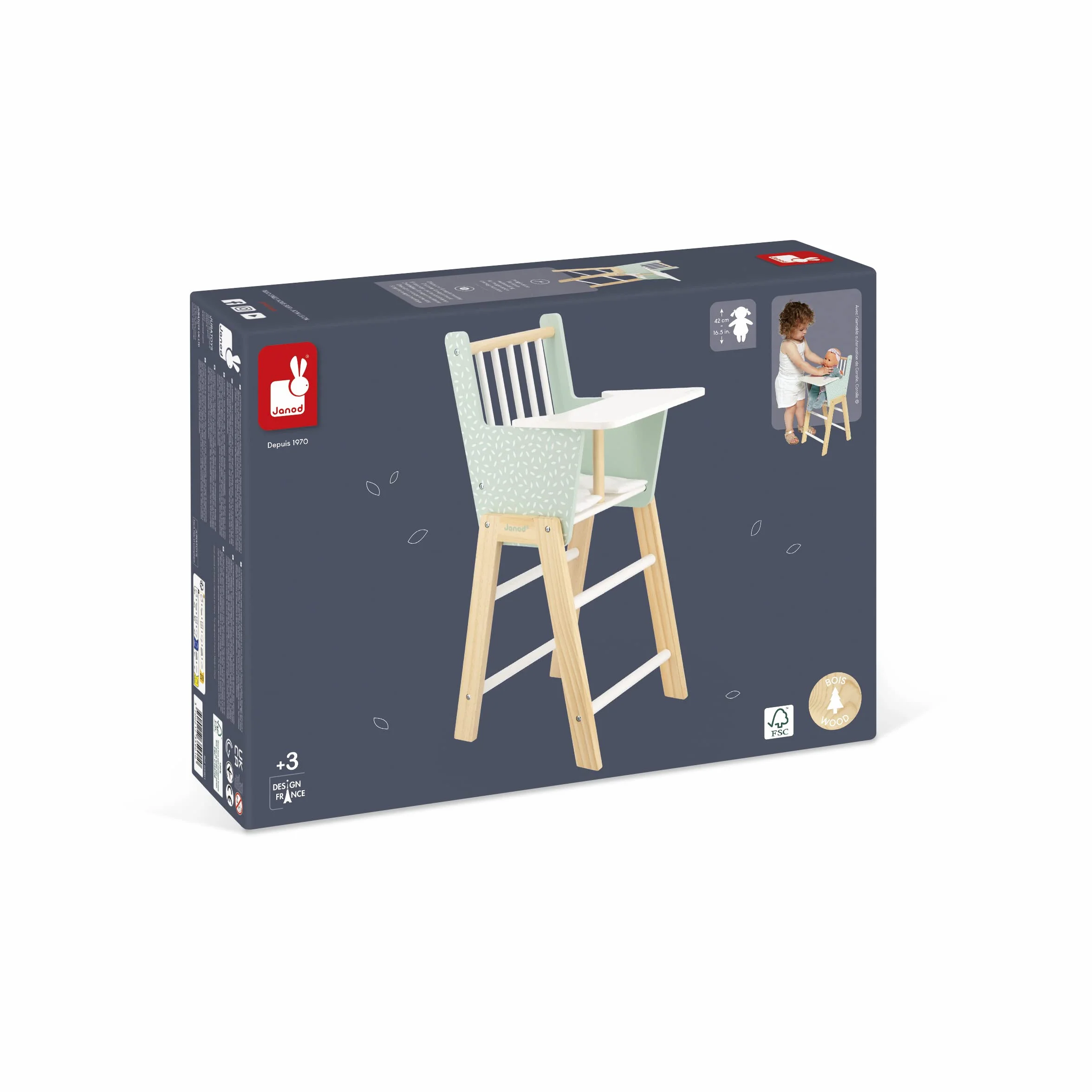 Janod Seggiolone Zen in Legno FSC Giocattolo di Imitazione Accessorio per Bambole 42 cm 3 Anni
