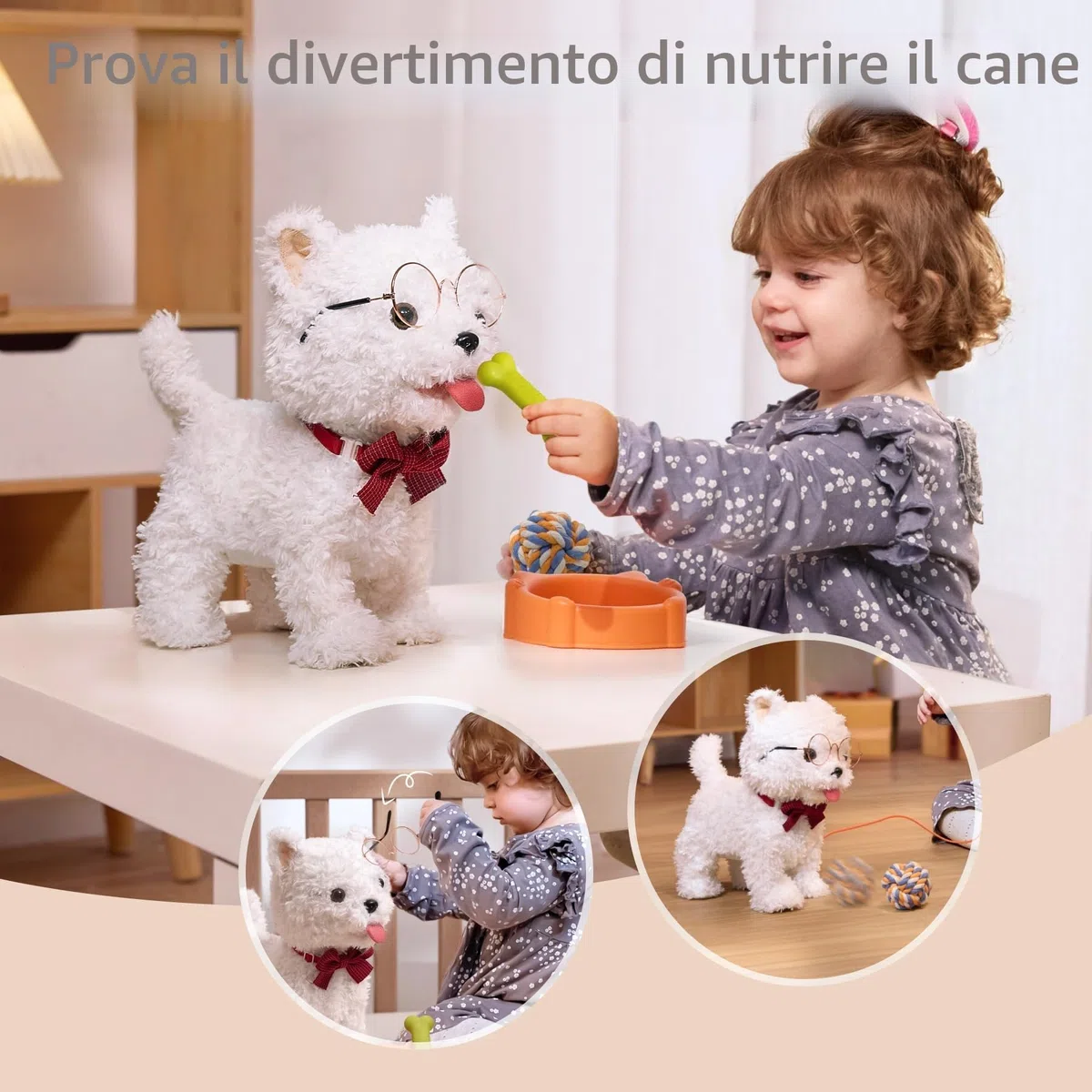 TUMAMA Cane Robot Interattivo Cammina e Abbaia con Guinzaglio Giocattolo Elettronico per Bambini 3-6 Anni 6 Musica