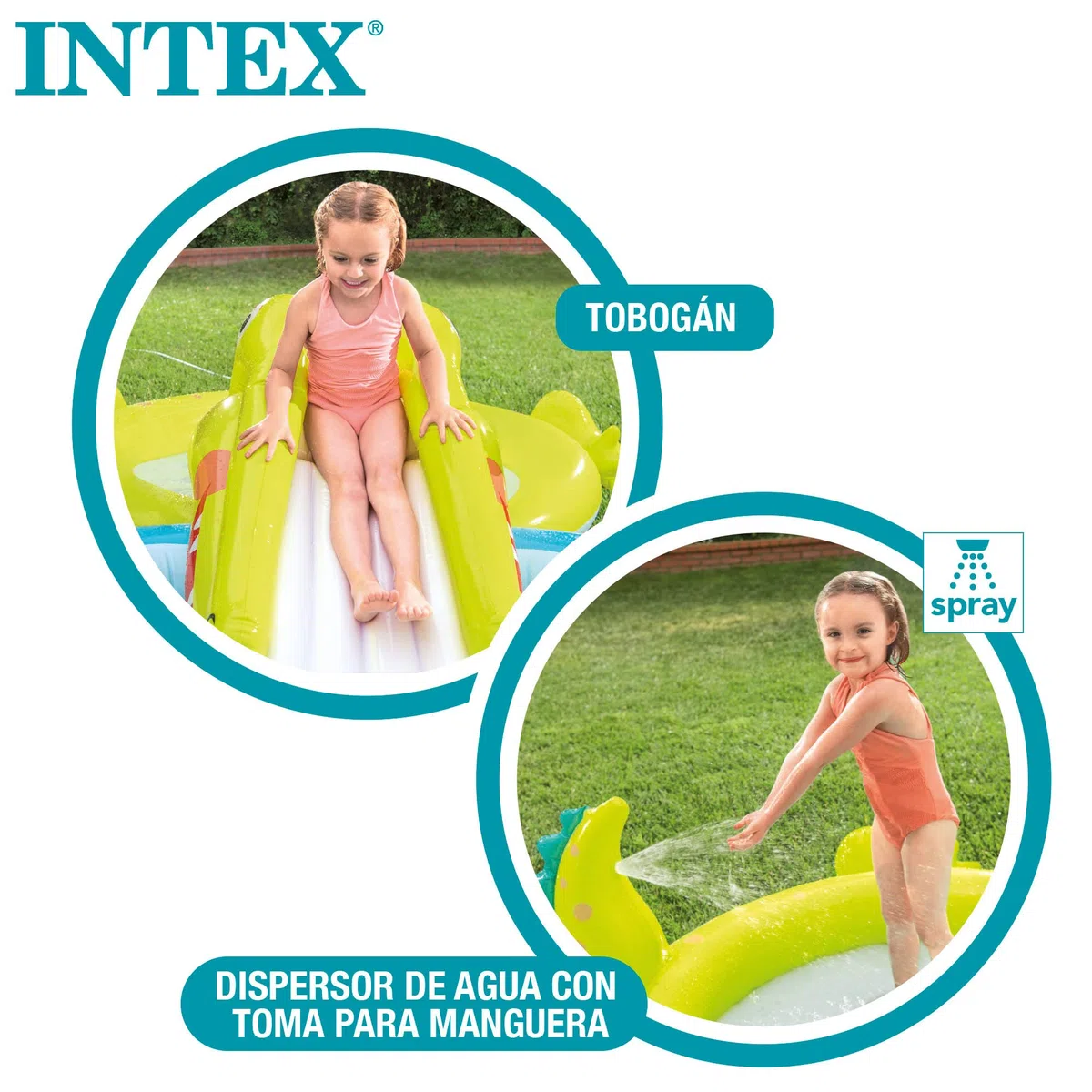 Intex 57164NP Piscina Gonfiabile Play Center Alligatore, Vinile, 323x175x74 cm