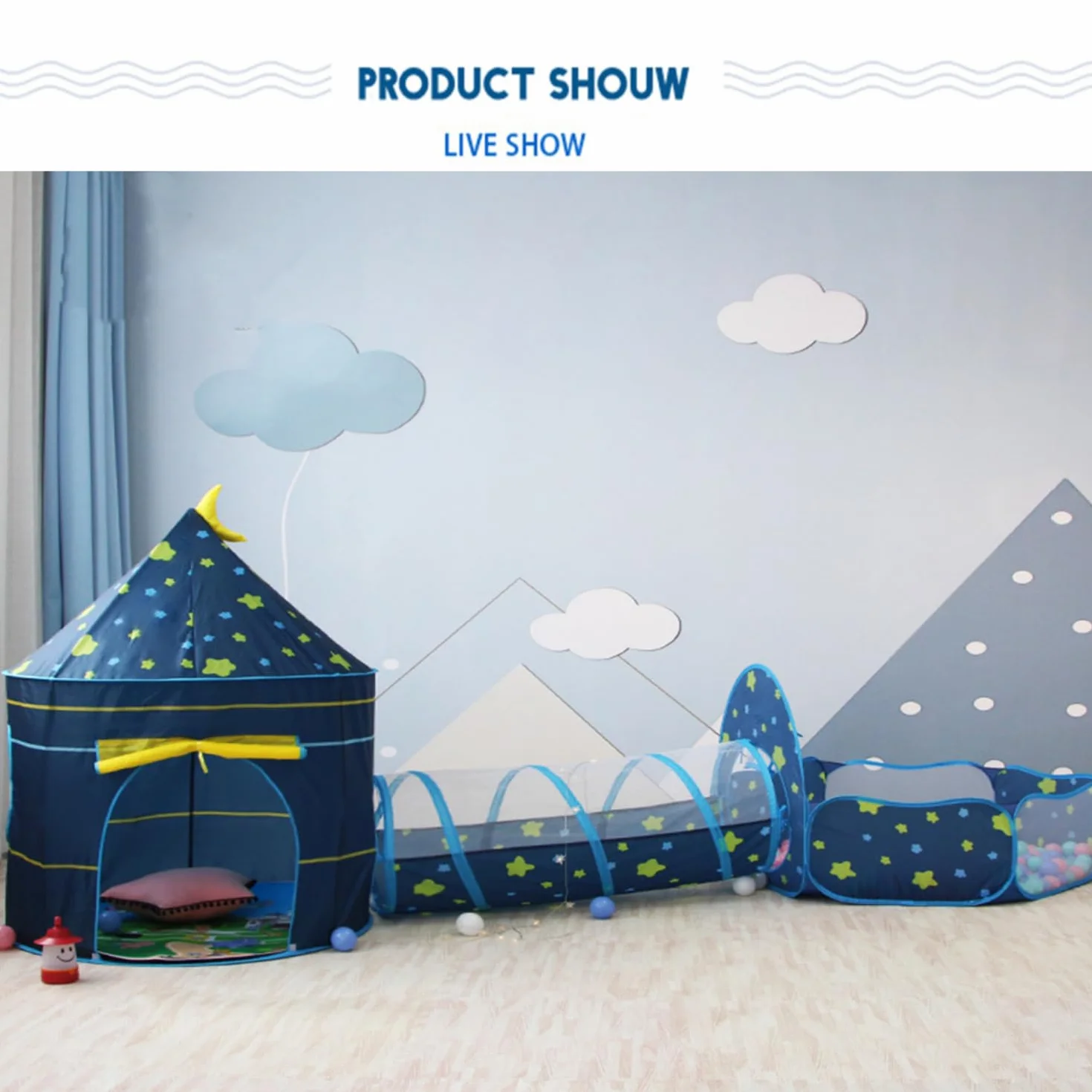 Tenda per bambini 3 in 1 con tunnel e vasca per le palline