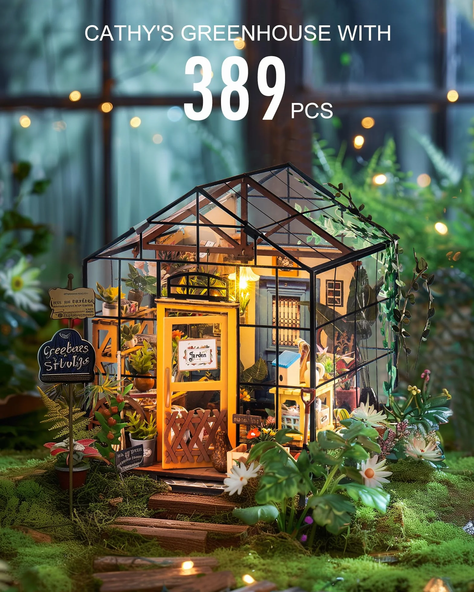 Rolife Casa di Bambole in Legno Casa in Miniatura Kit con LED Creativo Compleanno Regali di Natale Per Adulti-Cathy's Flower House