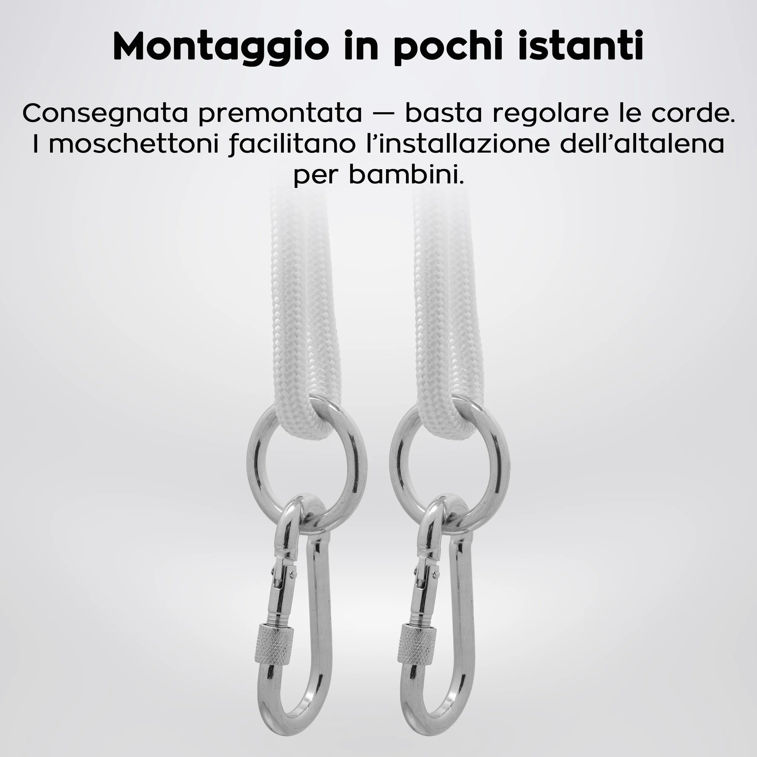 Tulano Hop 40 Altalena per bambini 3in1 - Altalena sospesa e seggiolino in cotone e legno - Dai 6 mesi - Imbottitura sicura - Portata 60 kg - Per interno ed esterno - Grigio