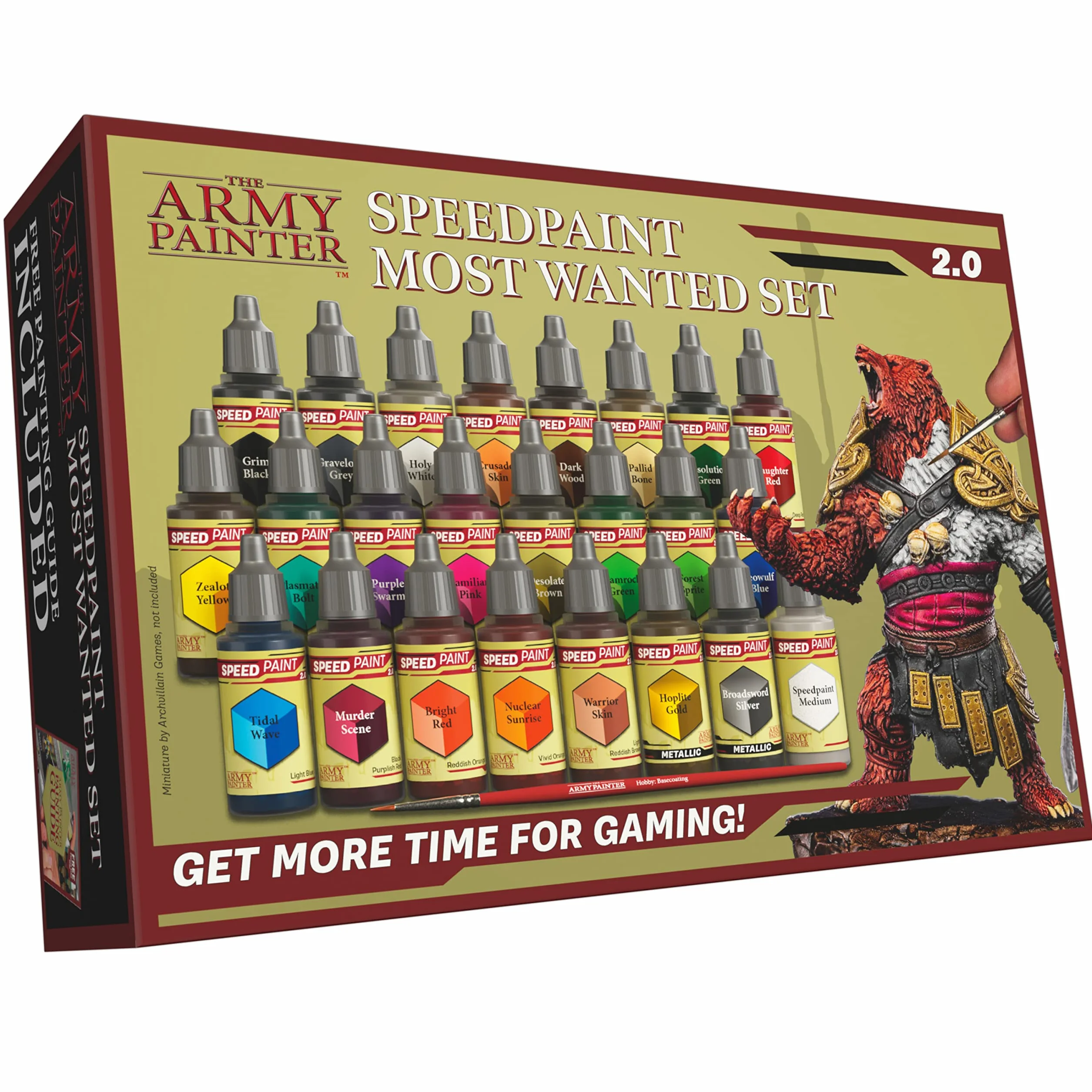 The Army Painter Speedpaint Most Wanted Set 2.0, Colori Acrilici Set Con 24 Bottiglie Da 18ml Di Gamma Di Colori Dal Speedpaint Starter Set, Incluso 1 Pennello Base Per La Pittura Di Miniature D&D