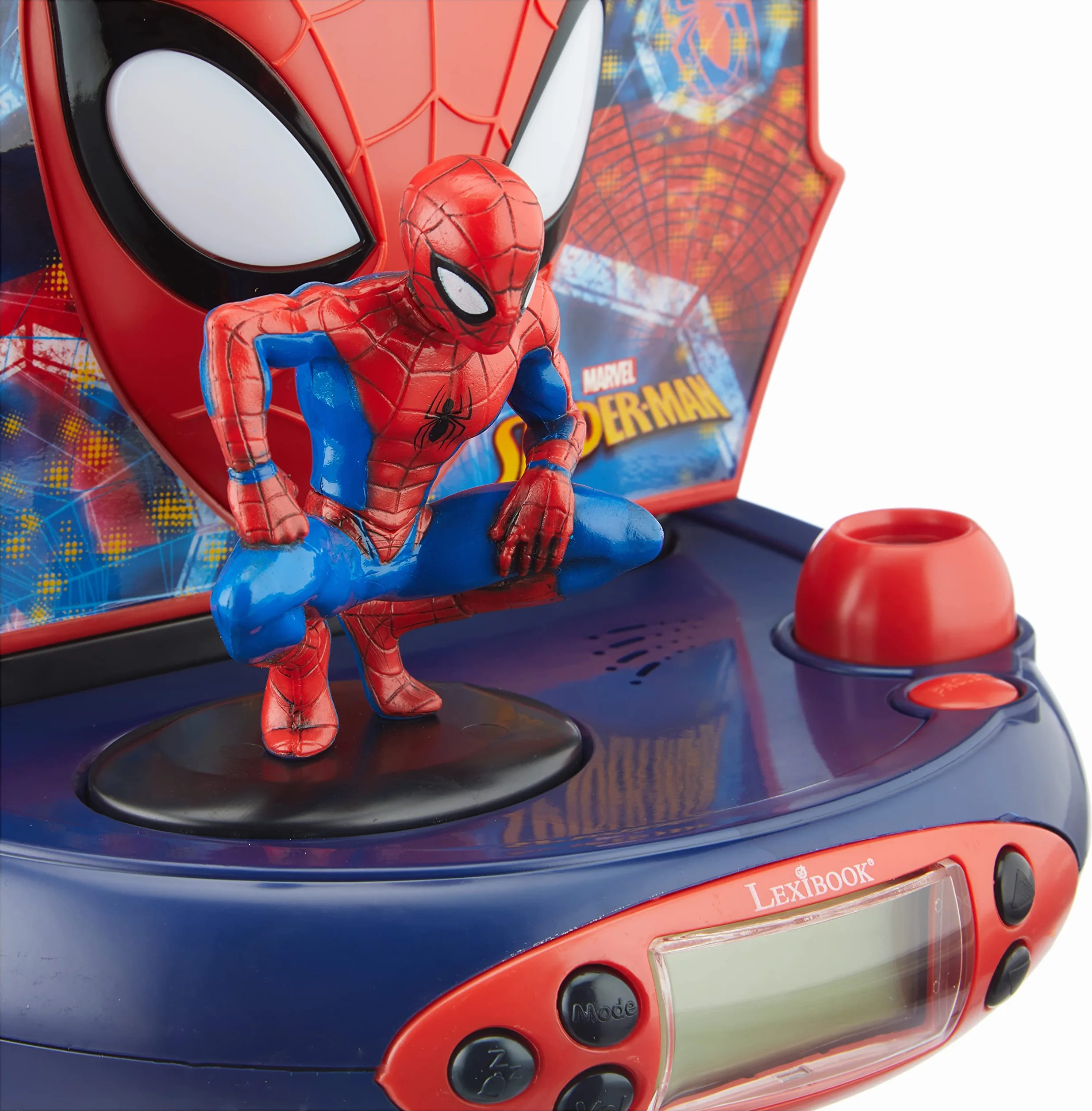 Lexibook, Spider-Man, Sveglia con proiettore per bambini, Luce notturna e proiezione dell'ora sul soffitto, Effetti sonori, Alimentazione a batteria, Rosso, RP500SP