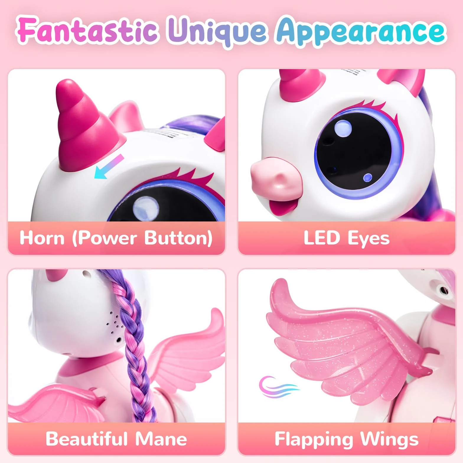 SGILE Unicorno Bambina Regalo per Bambina 3 3 4 5 6 7 Anni, Telecomando Robot Sensore di Gesto Intelligente Danza Musica Occhi LED Giocattoli, Rosa