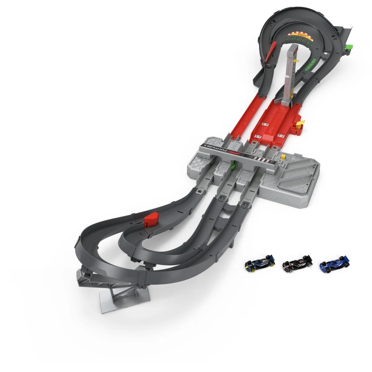 Hot Wheels Racing Circuito Grand Prix set pista con booster motorizzato 3 veicoli Formula 1 scala 1:64