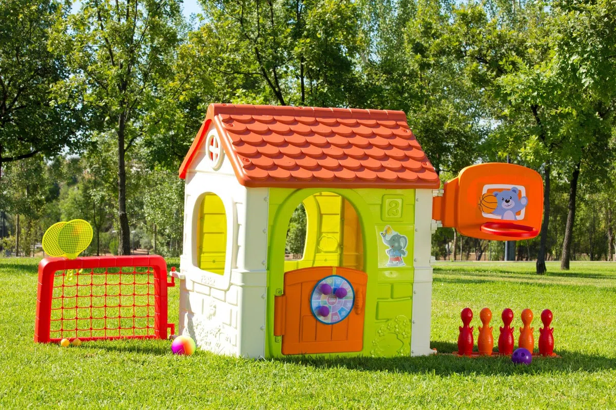 FEBER Multi Activity House 6in1 Casetta da Giardino per bambini con 6 Attività