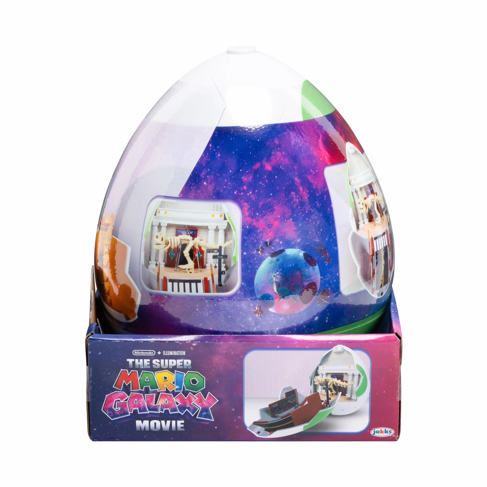 Playset Uovo di Yoshi del film Super Mario Galaxy, 23 cm, con personaggi d'azione da 3,8 cm, con licenza ufficiale Jakks Pacific, include mini figure esclusive, playset, età 3+