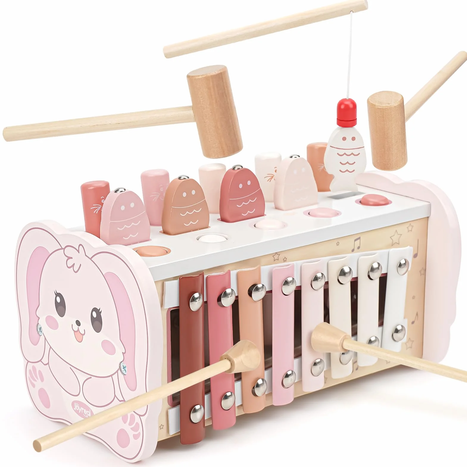 Joyreal Giochi Montessori 1 Anno - Giochi in Legno per Bambini, Acchiappa la Talpa, Xilofono, Regalo 1-3 Anni