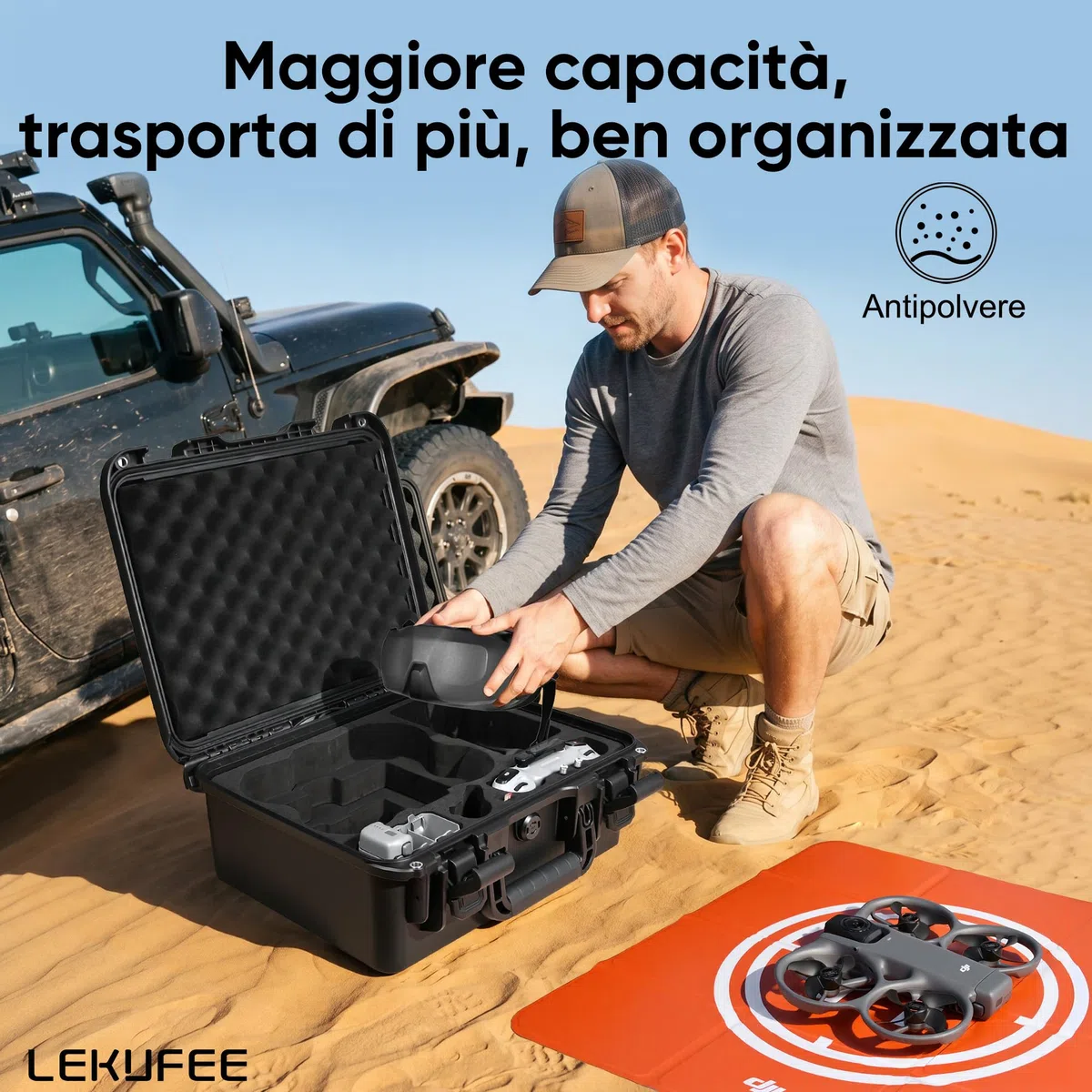 LEKUFEE Valigia rigida impermeabile per drone DJI Avata 360 Combo Motion Fly More, batterie (5 pezzi), Goggles N3/3, RC Motion 3, DJI RC 2/RC N3/N2, controller FPV 3 e accessori (solo custodia)