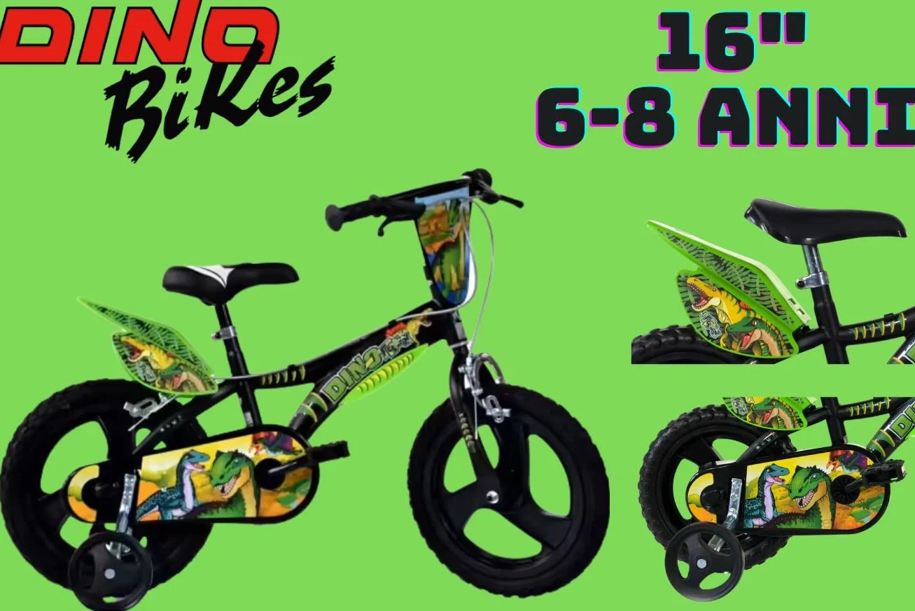 Bici per Bambino Bicicletta Dino Bikes Dinosaur Dino T Rex - Taglia 16"
