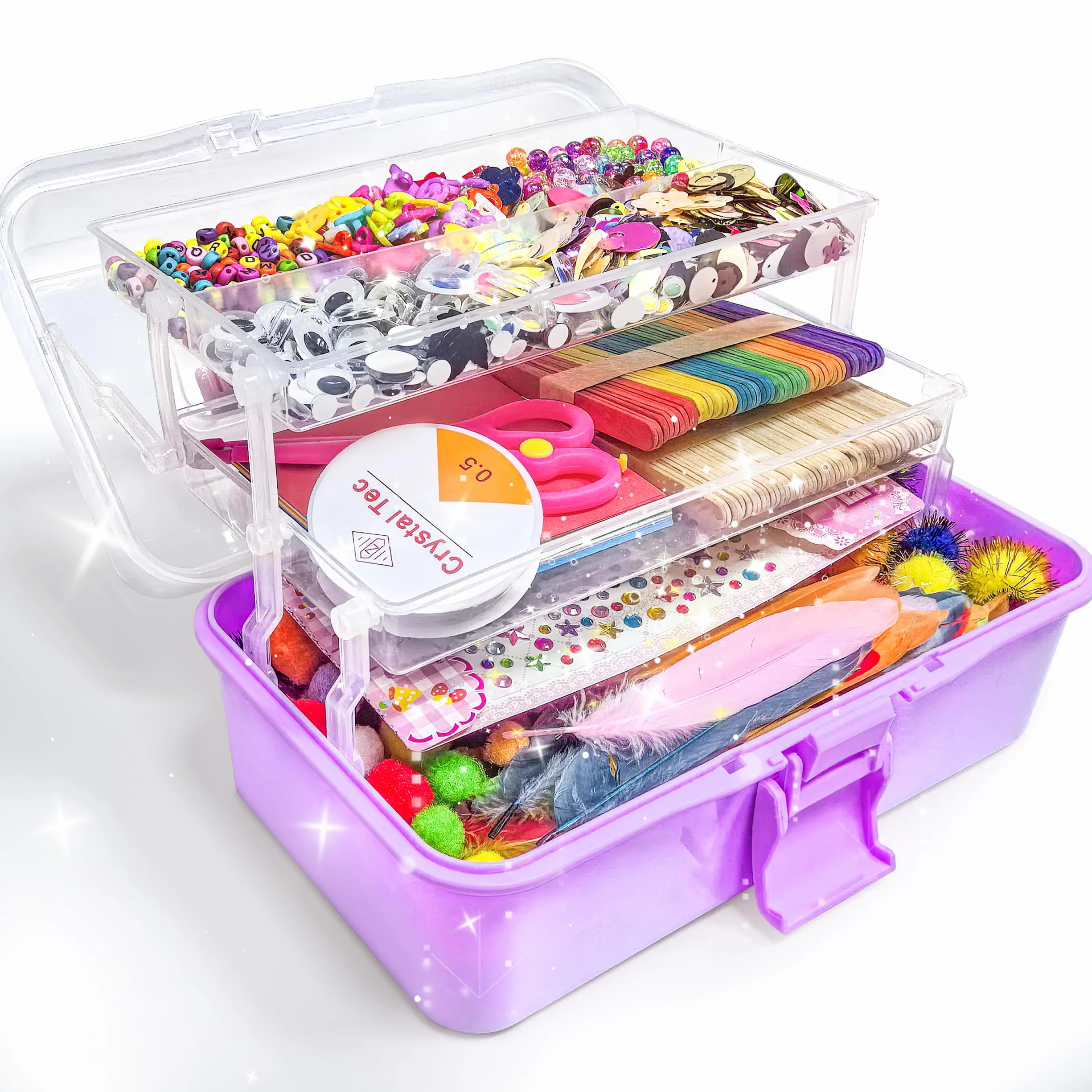 Kit Lavoretti Creativi per Bambini 3000+ Pezzi con Scatola di Archiviazione - Viola