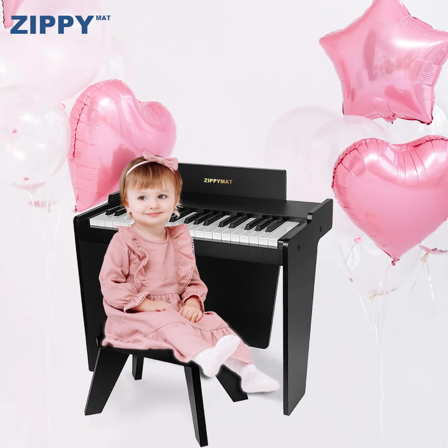 Tastiera per bambini, pianoforte digitale a 37 tasti per bambini, strumento educativo musicale, pianoforte in legno per 3+ ragazze e ragazzi (Nero Basic)