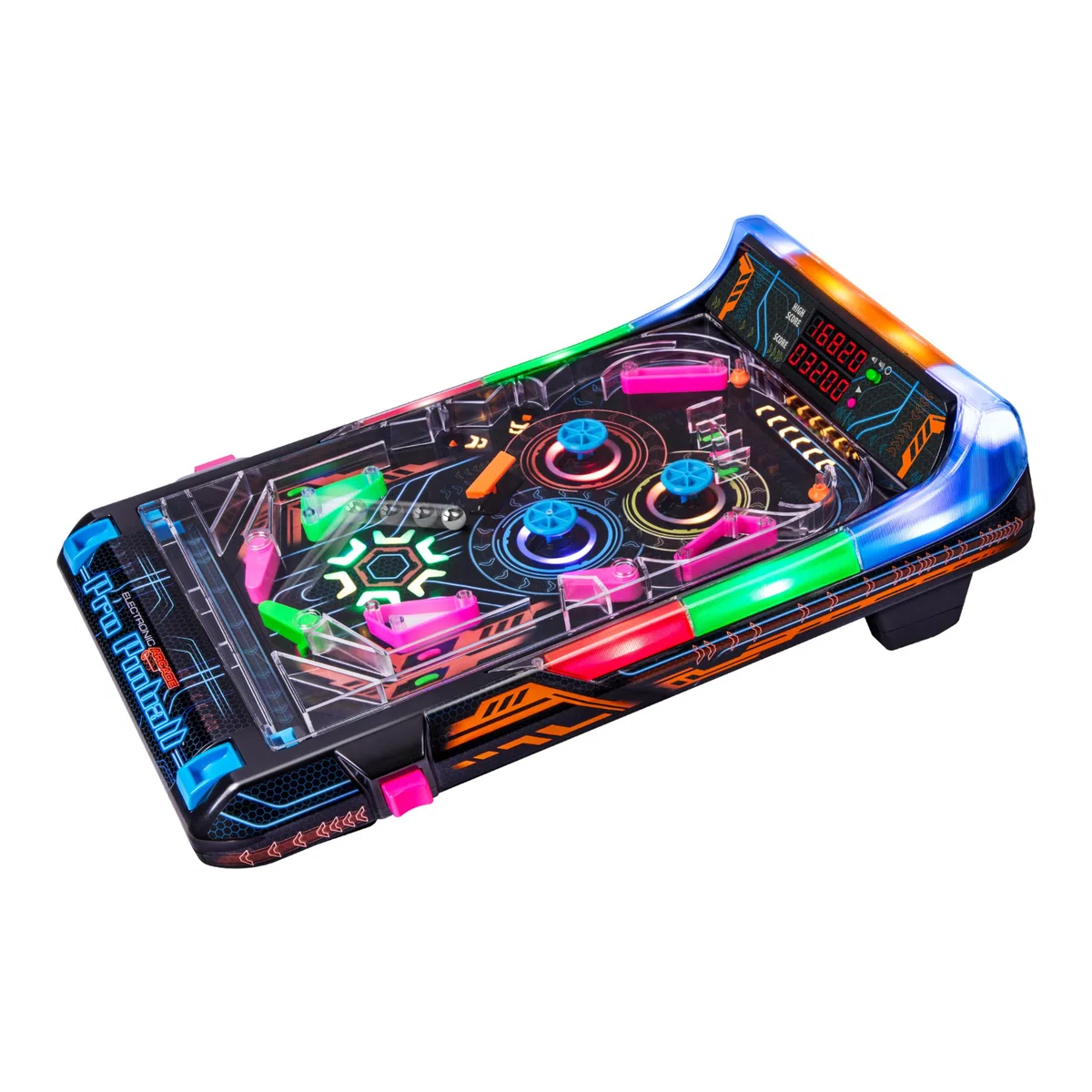 Merchant Ambassador Electronic Arcade Pro Pinball - Gioco da tavolo con luce e suono, tabellone segnapunti a doppio LED, 10 funzioni di livello professionale, per adulti e bambini dai 6 anni in su