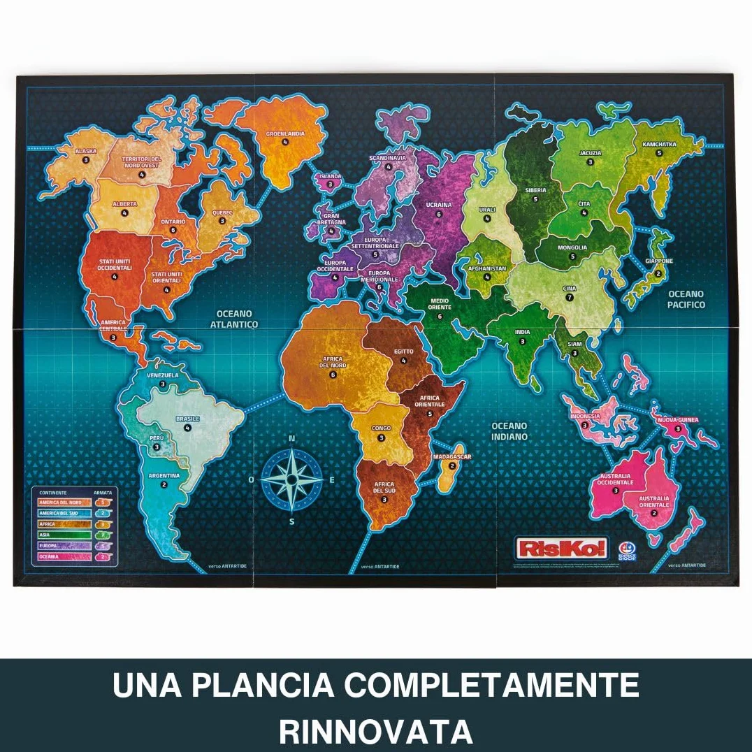 Editrice Giochi, Risiko, Giochi in Scatola, Risiko Classico Edizione 2023, Giochi di Società e Strategia per Famiglia e Amici, Giochi da Tavolo per Adulti e Bambini, da 3 a 6 Giocatori, 10+ Anni