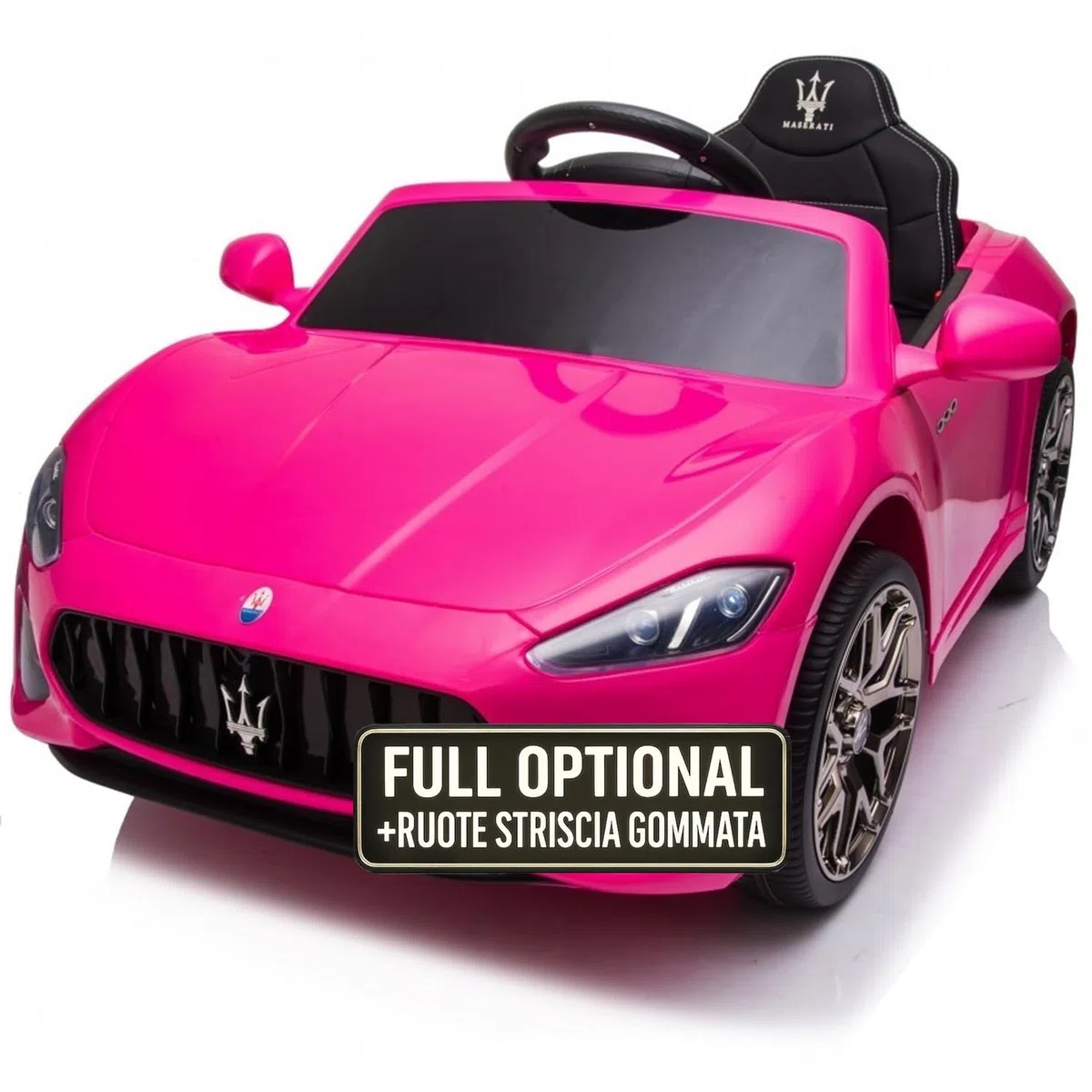 Maserati Gran Cabrio Auto Elettrica Per Bambini 12V 25kg Sedile in Pelle Porte Apribili Doppio Motore Rosa