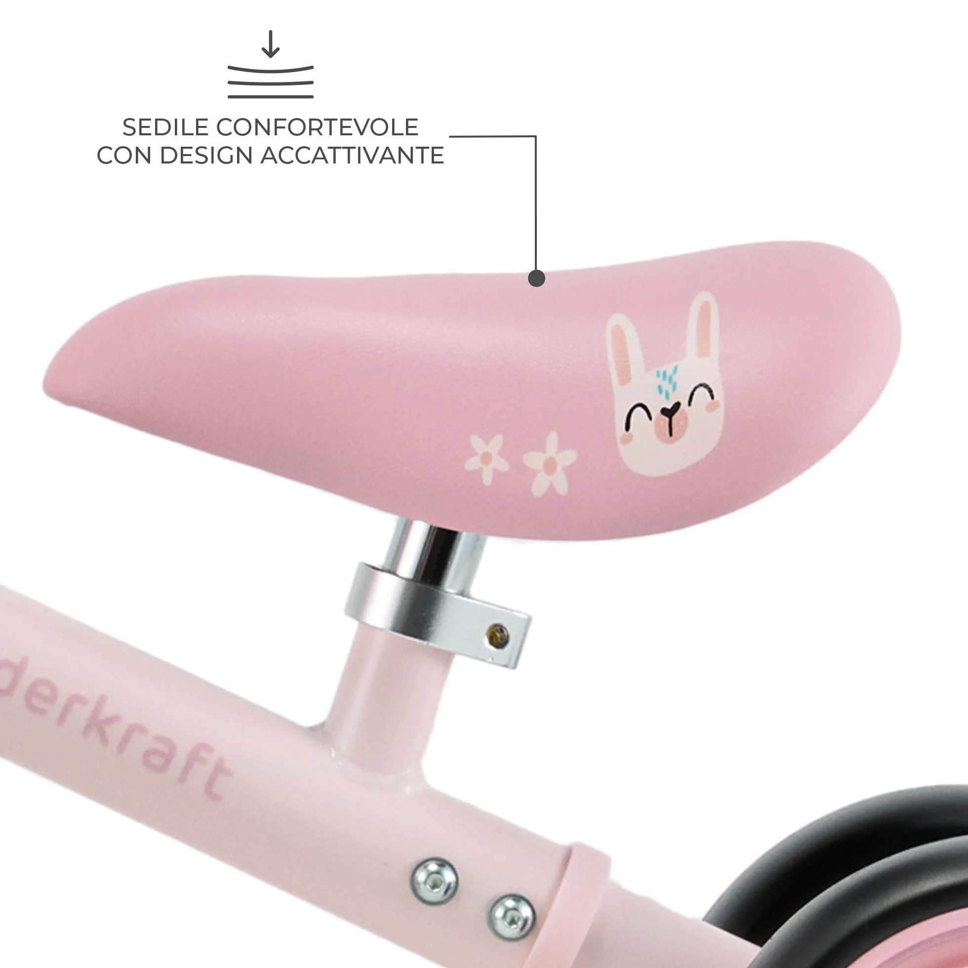 Kinderkraft CUTIE FLASH, bicicletta educativa per bambini, senza pedali, ruote con luci a LED, design moderno, costruzione sicura, per bambini a partire da 1 anno, Rosa