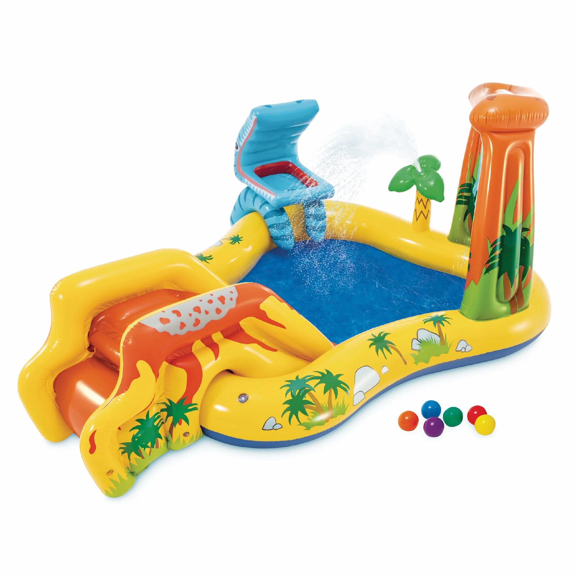 Intex 57444NP - Piscina Gonfiabile Playground Dinosauri, Vinile, Multicolore, 249x191x109 cm