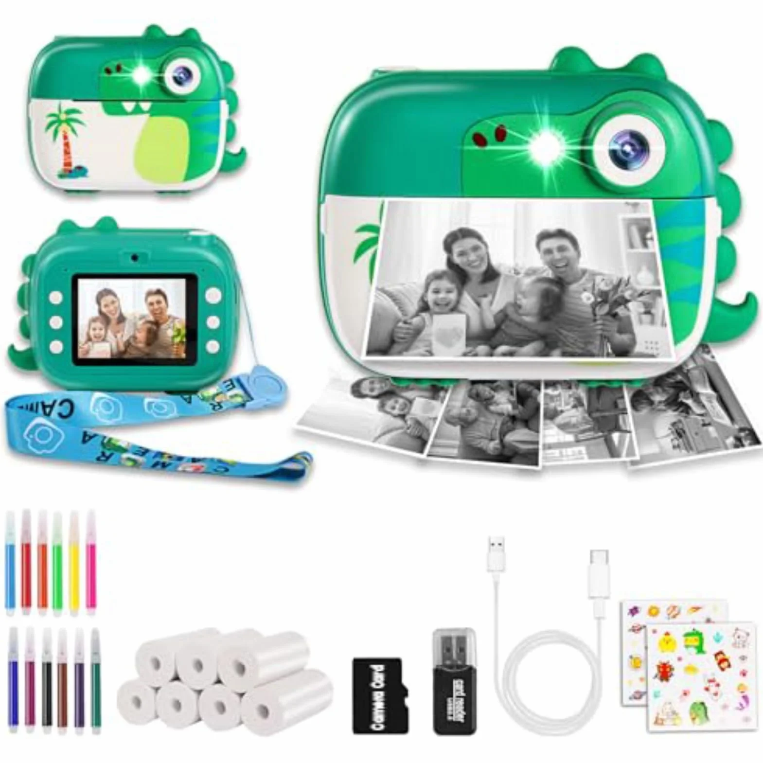 ARNSSIEN Macchina Fotografica Bambini Istantanea, 1080P Fotocamera Istantanea con 7 Rotoli di Carta, Fotocamera Digitale Bambini 2.4 Pollici, Regalo di Natale e Compleanno per Bambino di 3-12 Anni, M3