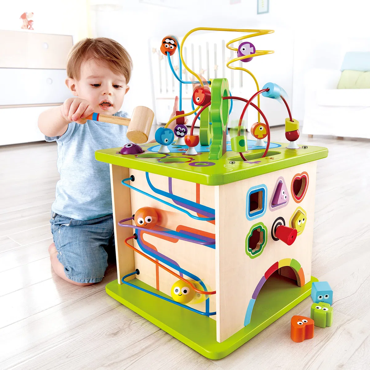 Hape Cubo Multiattività Legno Bambini Gioco Cinque Facce Attività