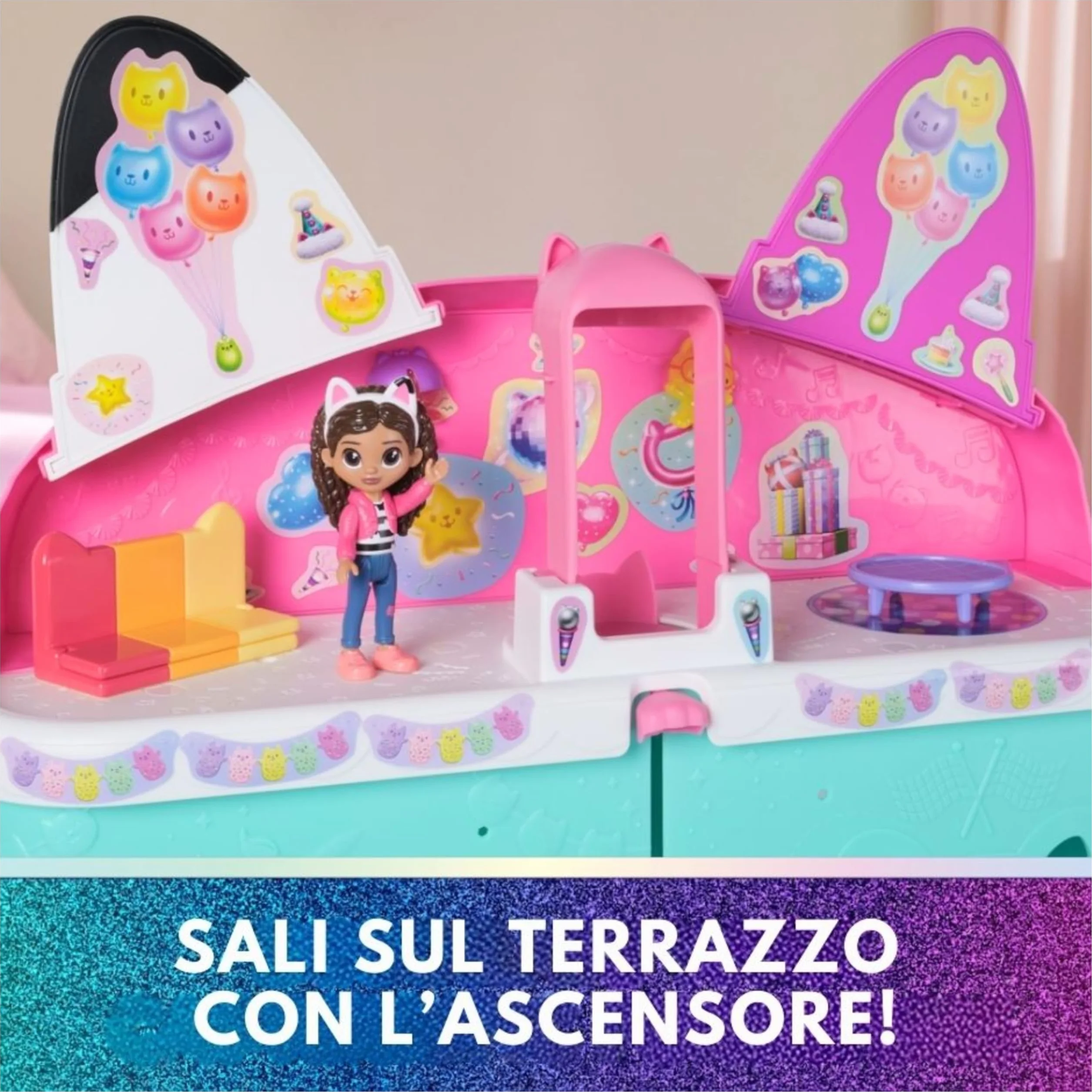 Gabby's Dollhouse The Movie, la Casa delle Bambole di Gabby a Tema Movie, Con Occhi Lenticolari, Personaggi e Mobili per la Casa delle Bambole, Alta 60 cm, 3+ Anni