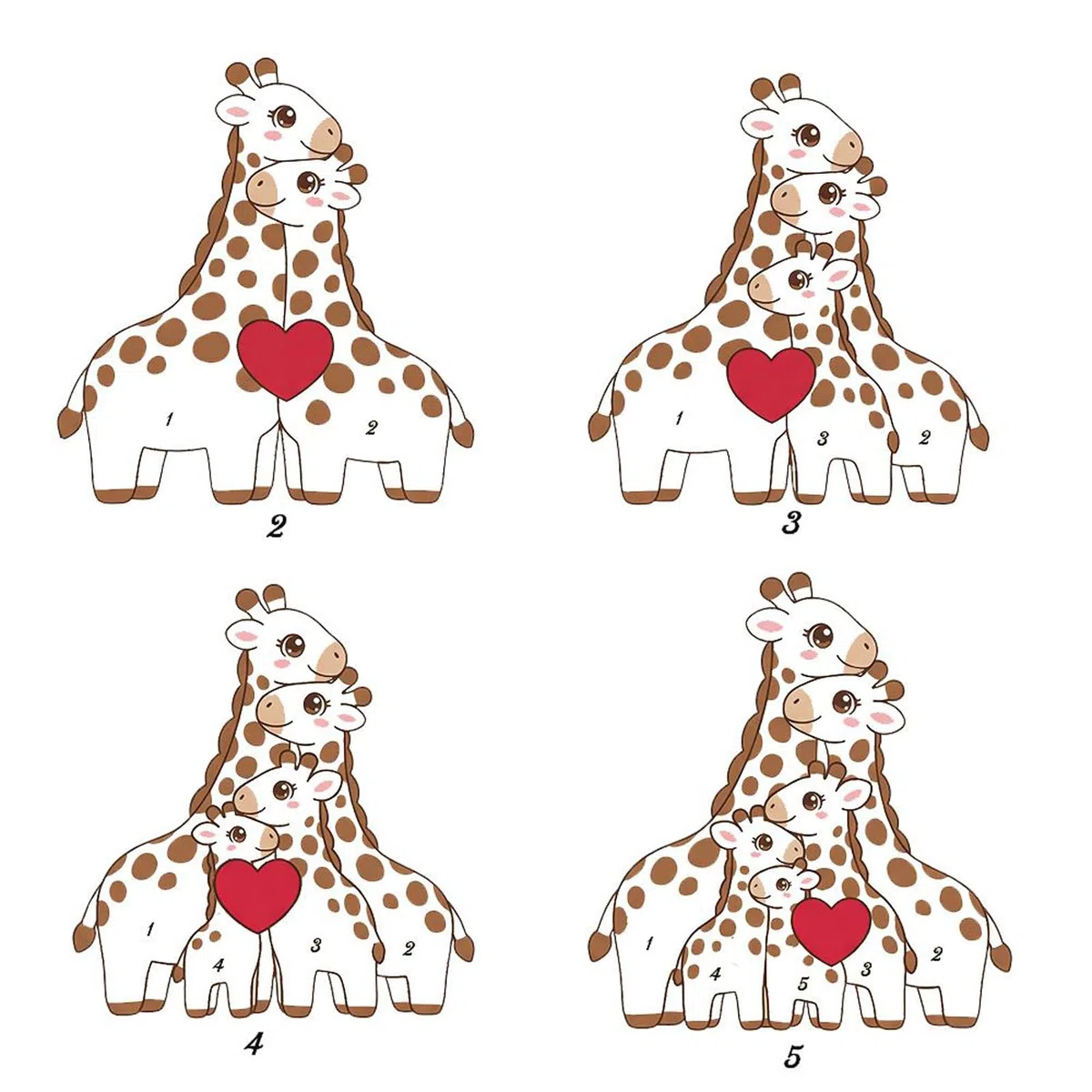 Drawelry Puzzle Personalizzato in Legno Famiglia Festa Della Mamma, Puzzle Legno Famiglia Animali con 2-9 nomi, Compleanno Natale Anniversario Decorazioni Casa (giraffa-b)