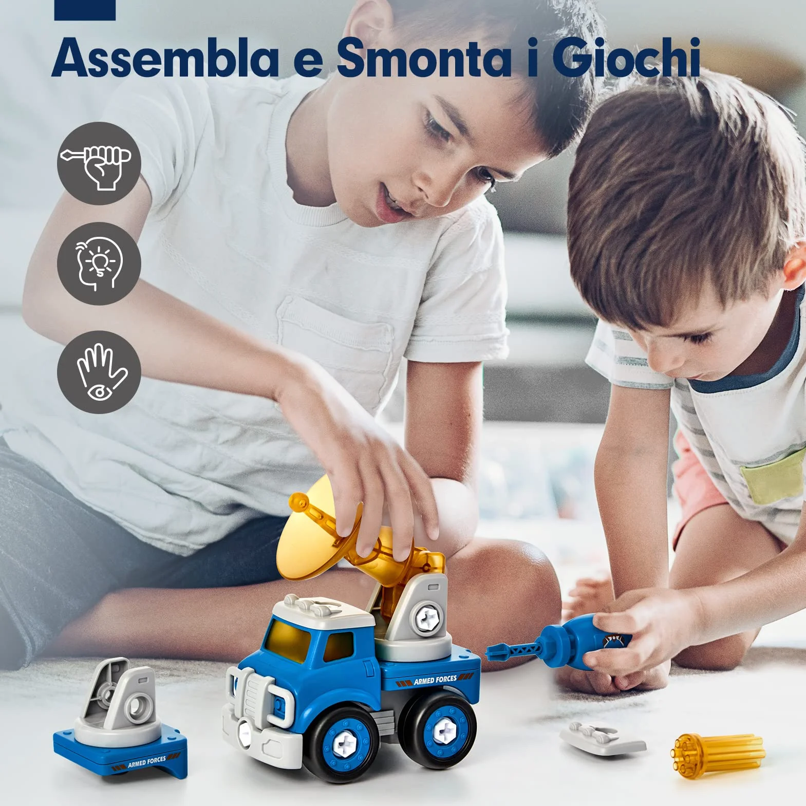 hahaland Giochi per Bambini 5 anni Maschio - 5 in 1 Camion Giocattoli da Costruzione Smontabile Robot Creativi STEM Veicoli Regali Educativi