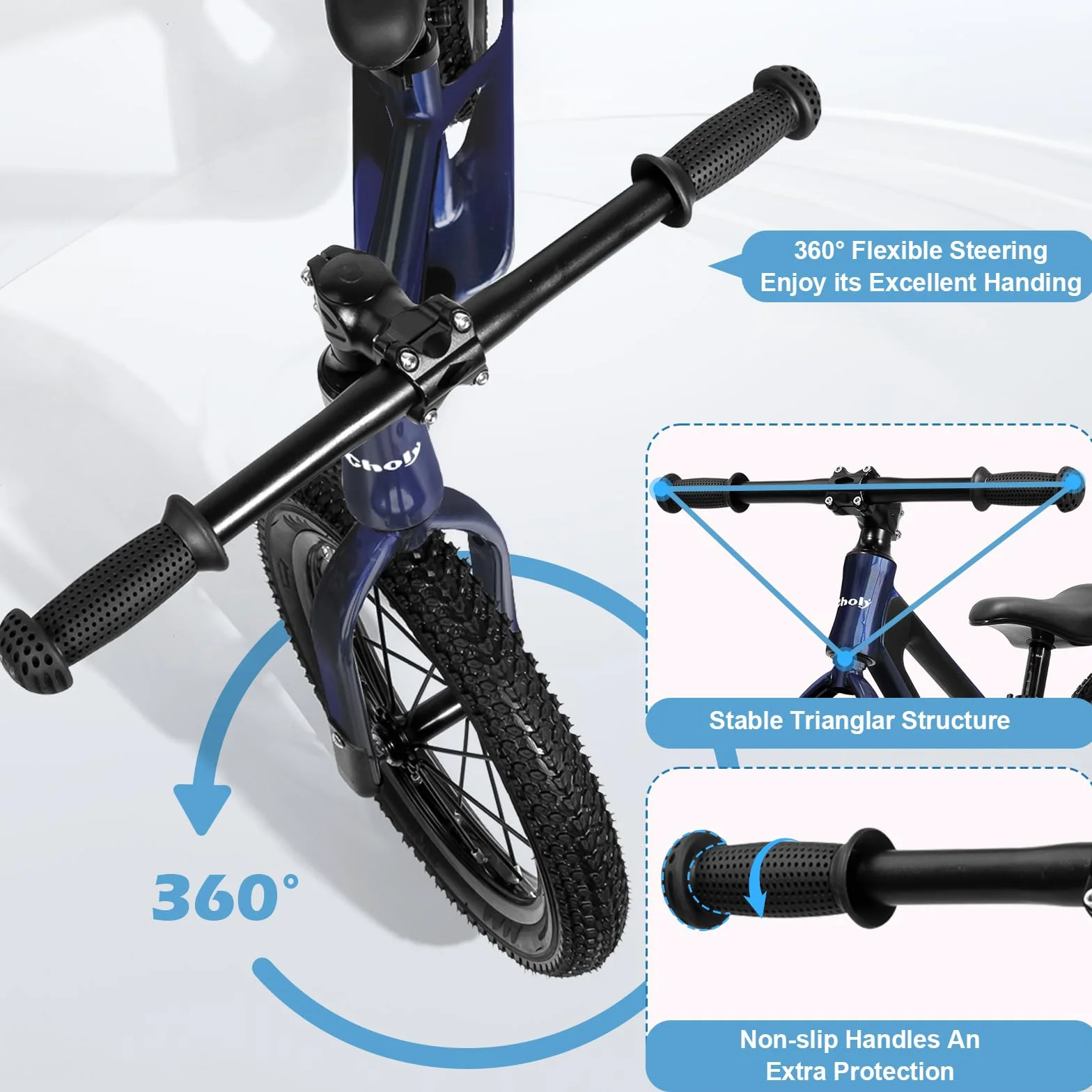 CHOLY Bicicletta da 14 pollici per bambini dai 3 ai 6 anni, senza pedali per bambini con sedile regolabile, pneumatici e telaio in lega di magnesio, bicicletta da allenamento leggera per bambini