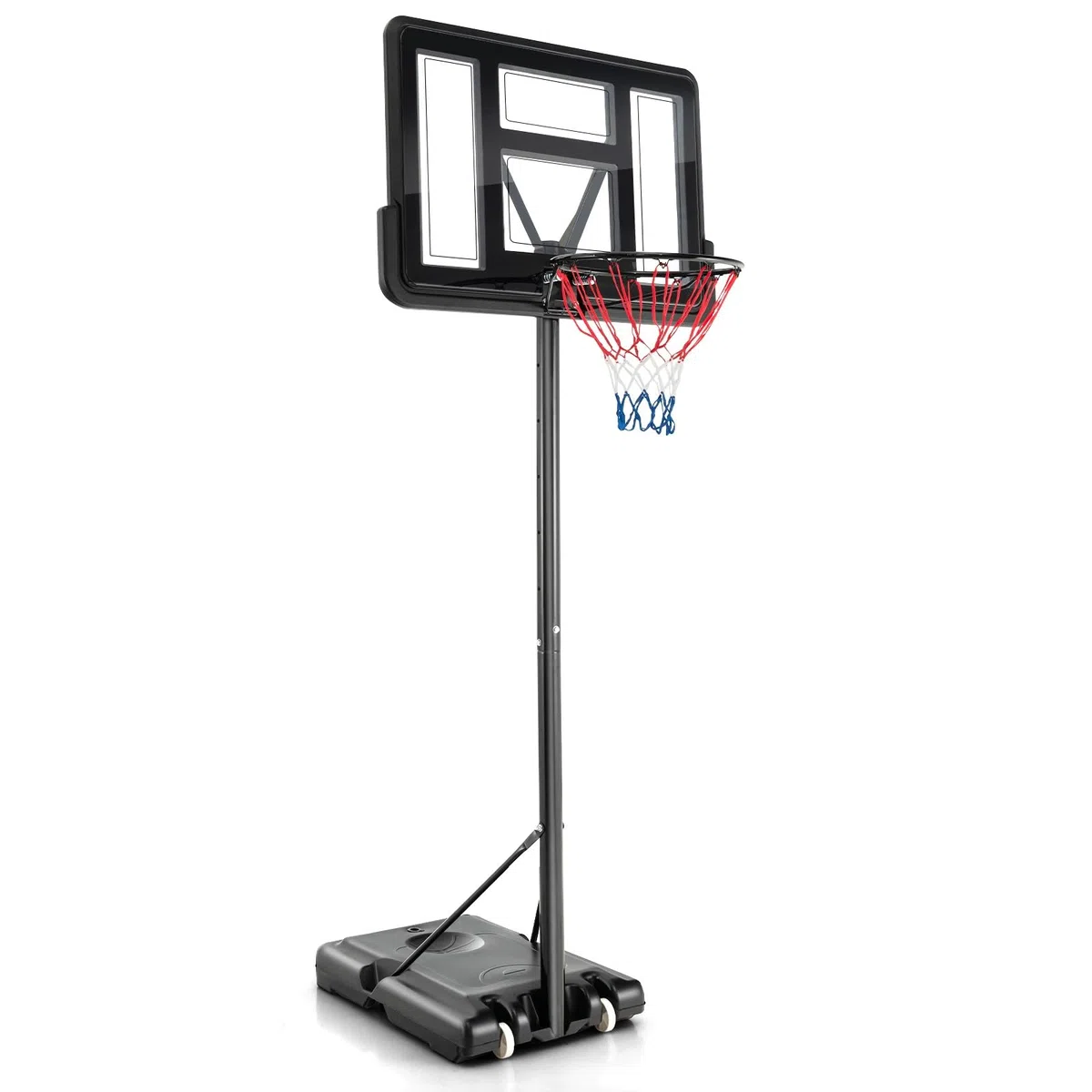 COSTWAY Canestro da Basket Regolabile in Altezza 130-305 cm, Resistente alle Intemperie con Tabellone da 110 cm, Canestro da Basket da Esterno ed Interno per Adulti e Adolescenti