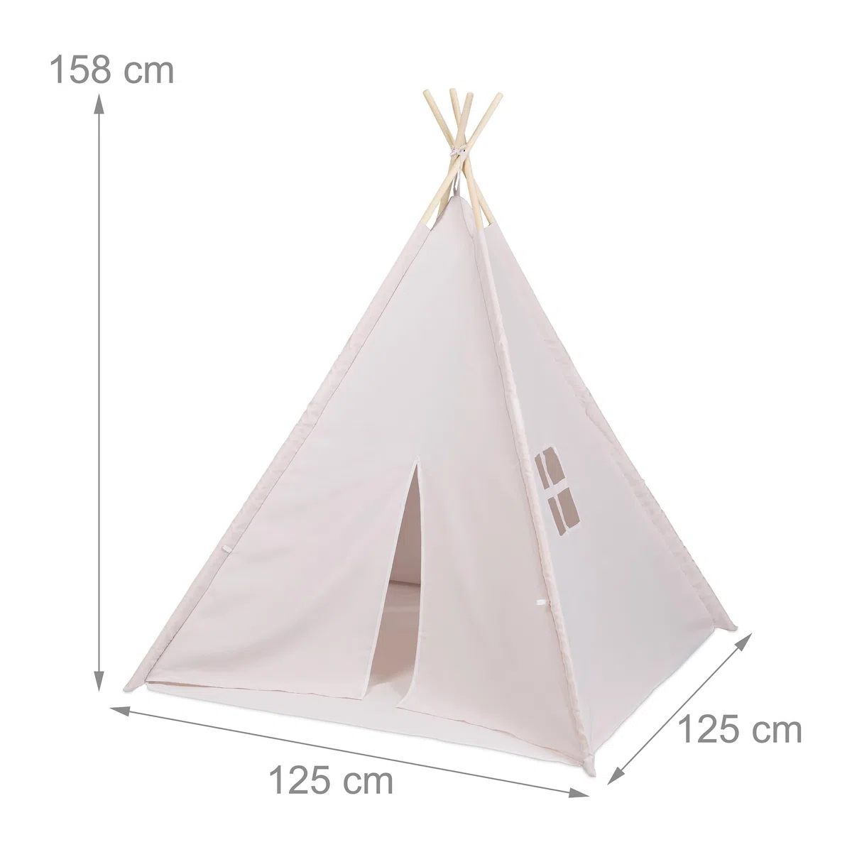 Relaxdays Tenda Bambini Capanna Indiana Gioco Tappetino Interni Esterni 158x125x125 cm Beige