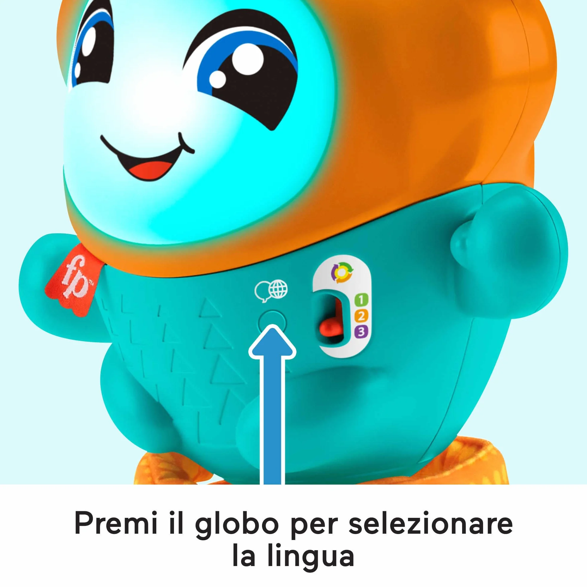 Fisher-Price - DJ Nino Salterino, edizione ITALIANO,SP, PORT, giocattolo musicale interattivo ed educativo con luci e azione saltellante, Giocattolo per Bambini 9-36 Mesi, HJP91