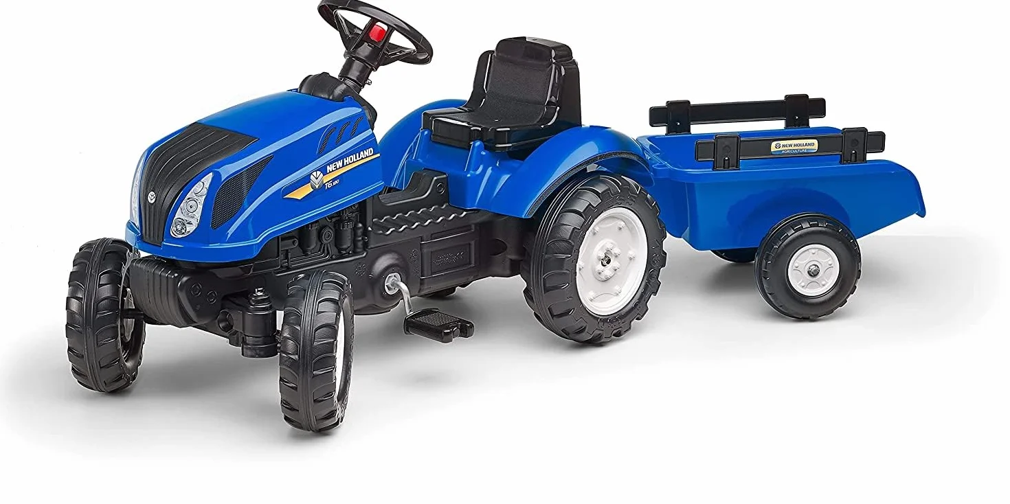 Falk Trattore a Pedali New Holland con rimorchio 2 Anni Made in France