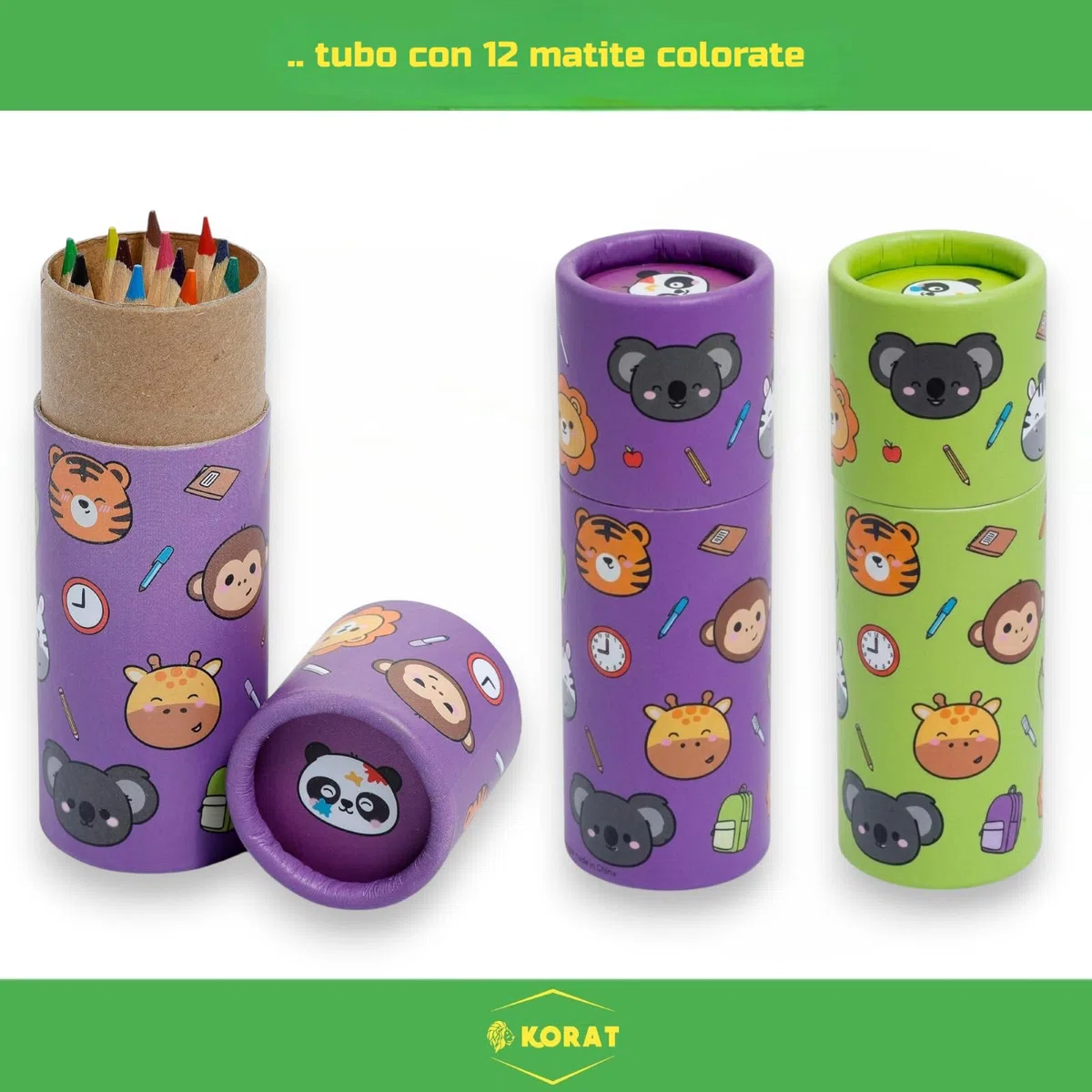 KORAT Pasqualone Sorpresa Bambini Uovo di Pasqua Gigante Tema Animali Kawaii Kit Cancelleria Completo, Set Scuola Animali, Gadget Panda Tigre Leone, Regalo Pasqua