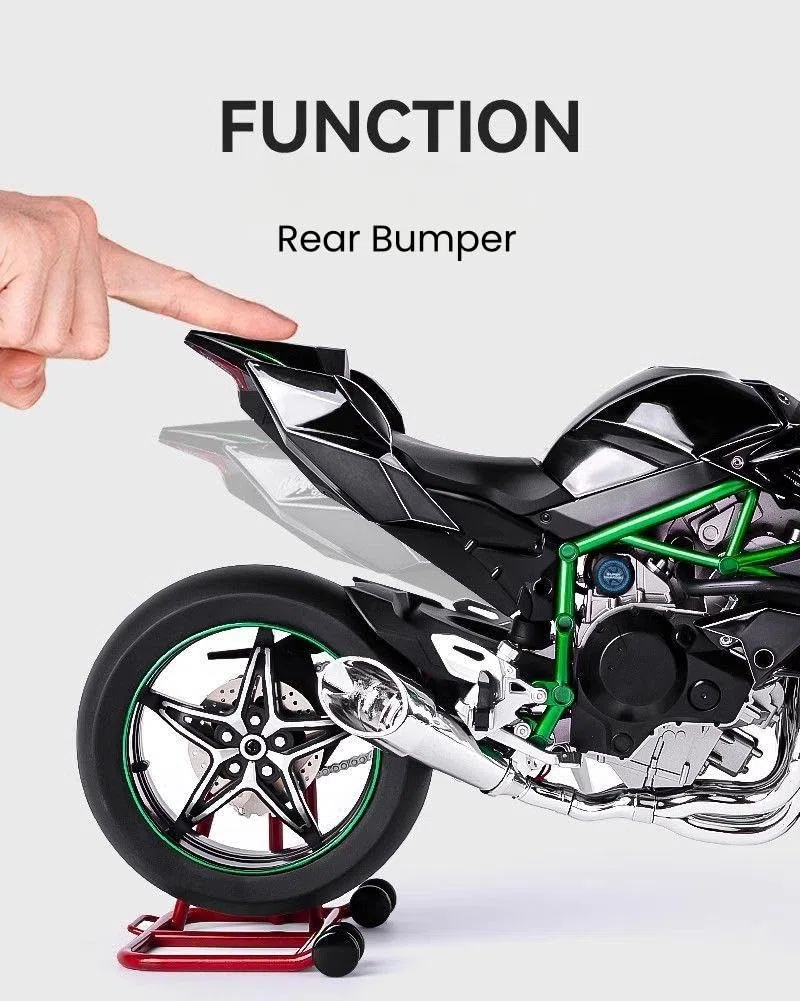 Modellino di Motocicletta in Scala 1:6, Pressofuso, 60% Carrozzeria in Lega, Caratterizzato da Effetti Sonori del Motore che Ruggisce, Avvio con Chiave, Luci Autentiche e Parti Mobili (Ruota