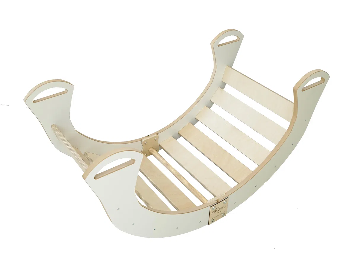 Skyline Altalena equilibrio legno tunnel arco arrampicata montessoriano per bambini dondolo scivolo con rampa L Bianco