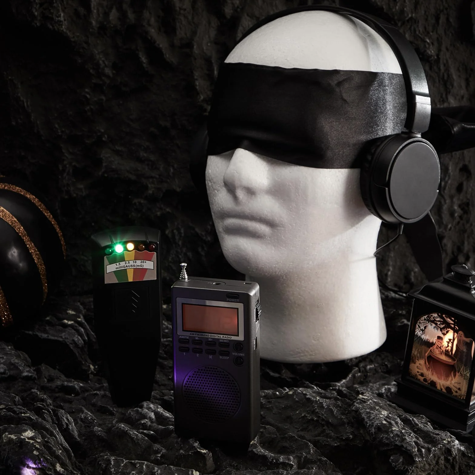 Dunzy Kit di attrezzature per la caccia ai fantasmi con Ghost Box Rilevatore di campo magnetico Cuffie Benda Dispositivo di caccia per indagini Emf Meter Magnetico Paranormale Spirit Forniture per