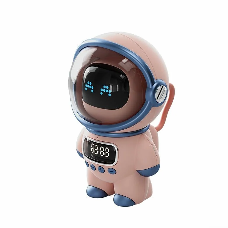 Smart AI Robot Wireless Bluetooth5.1 + EDR Speaker con apprendimento interattivo, audio 6W, radio FM, sveglia, design compatto, batteria 1800mAh (bianco)