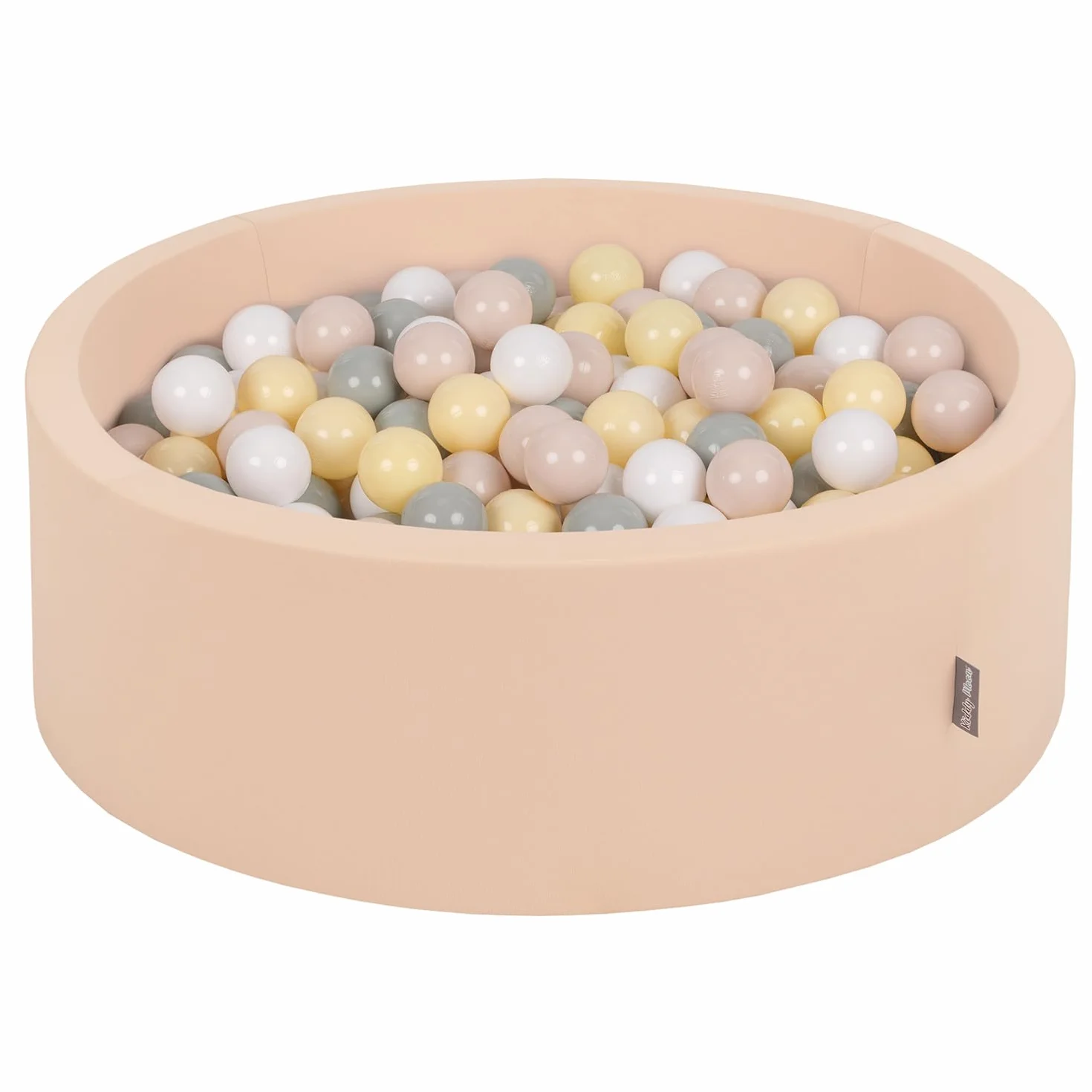 KiddyMoon Fodera con Cerniera per Piscina per Bambini 90X30cm/200 Palline, Beige: Beige Pastello/Verde Grigio/Giallo Pastello/Bianco